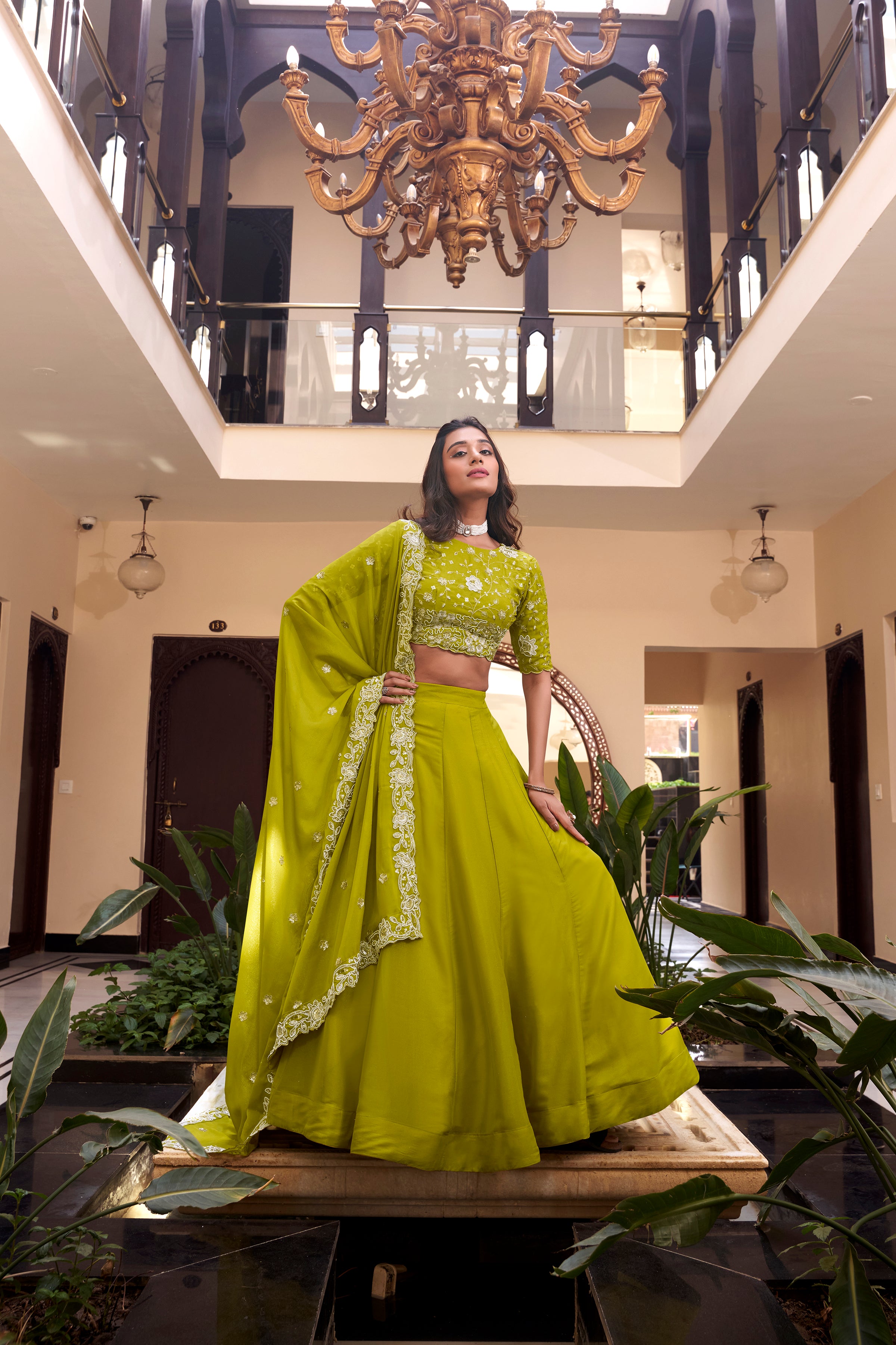 Designer  Pre-draped Pallu and a Stylish Keyhole