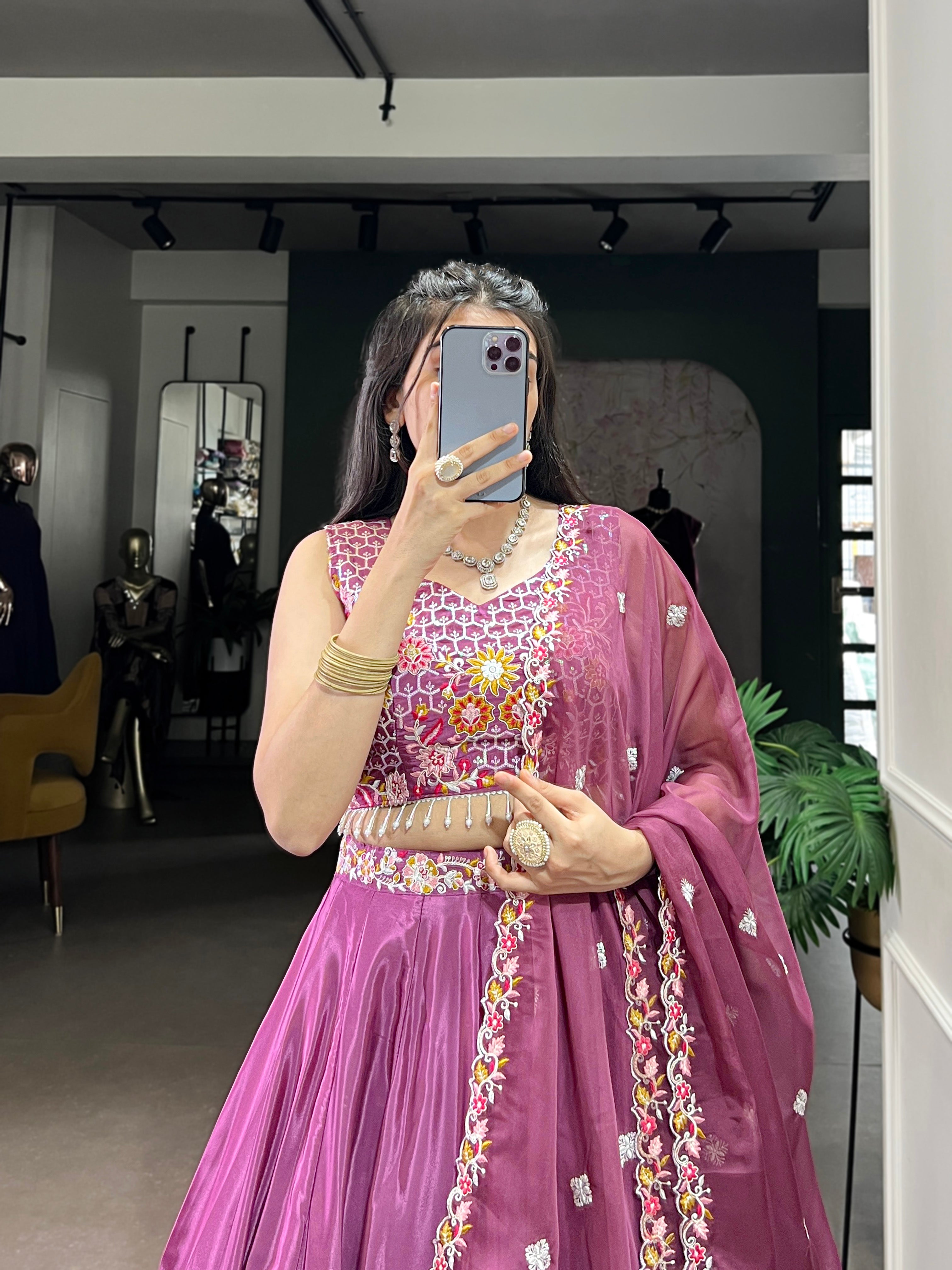Vibrant Magenta Pink Lehenga with Heavy Work Blouse