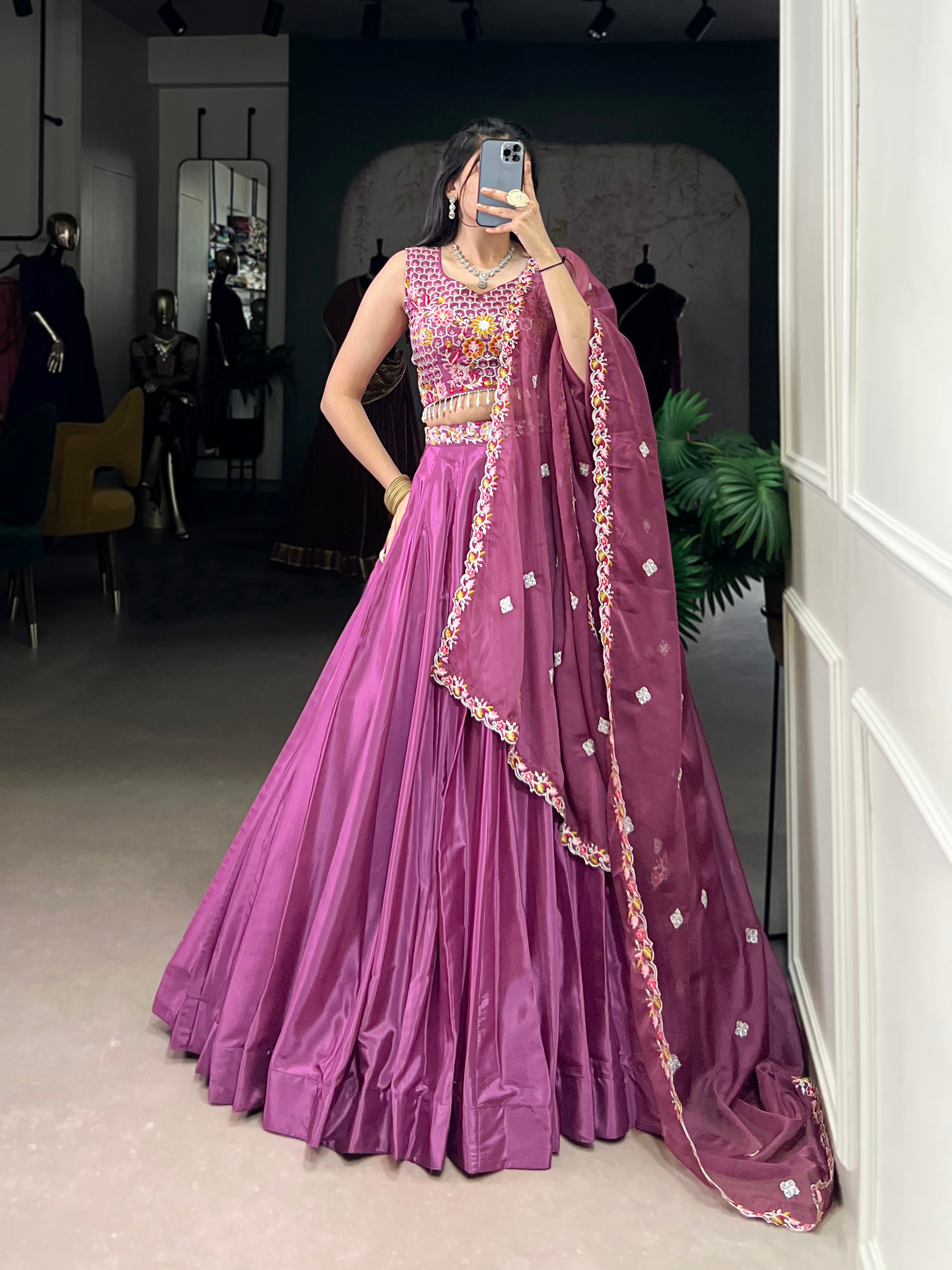 Vibrant Magenta Pink Lehenga with Heavy Work Blouse