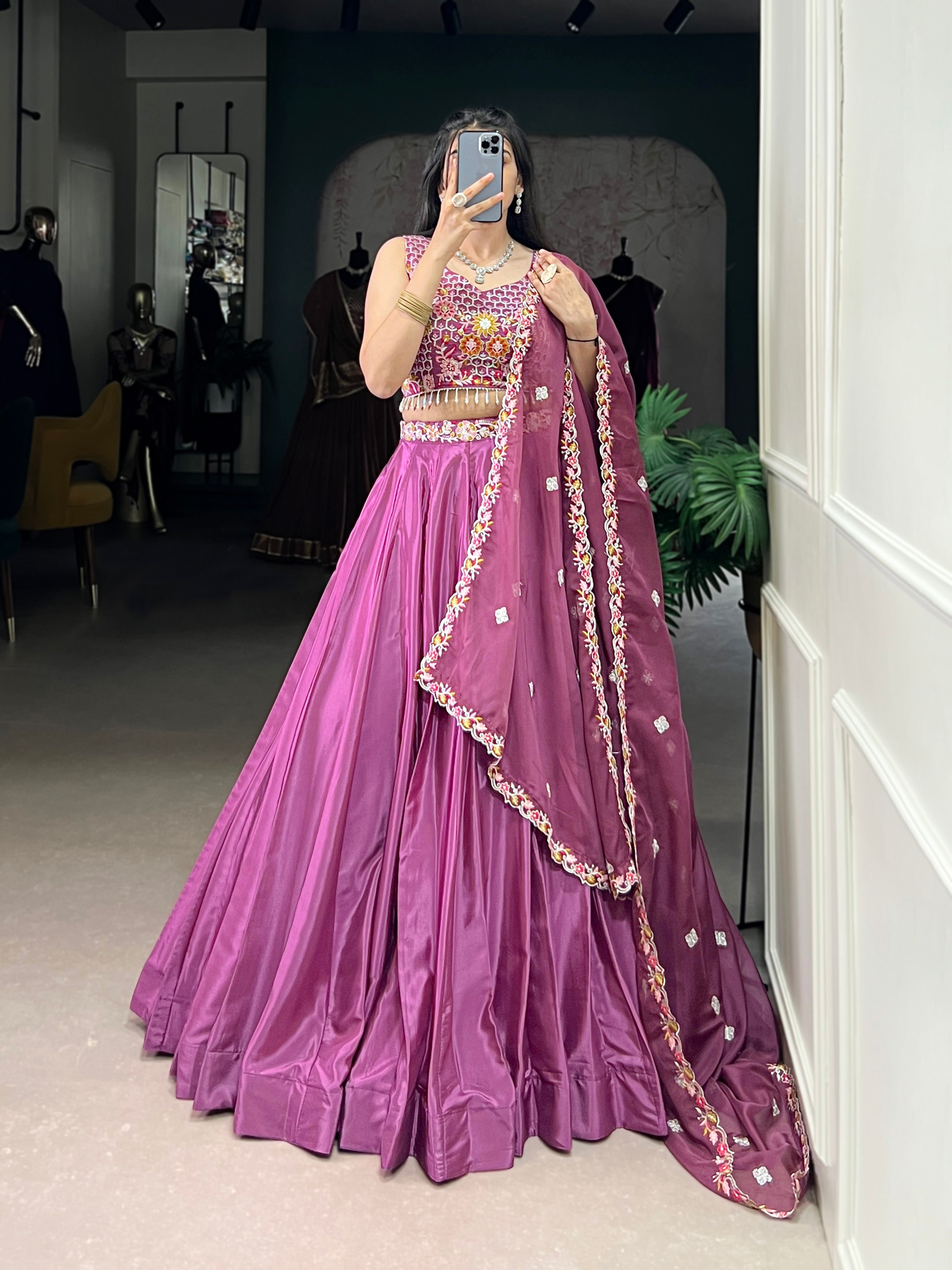 Vibrant Magenta Pink Lehenga with Heavy Work Blouse