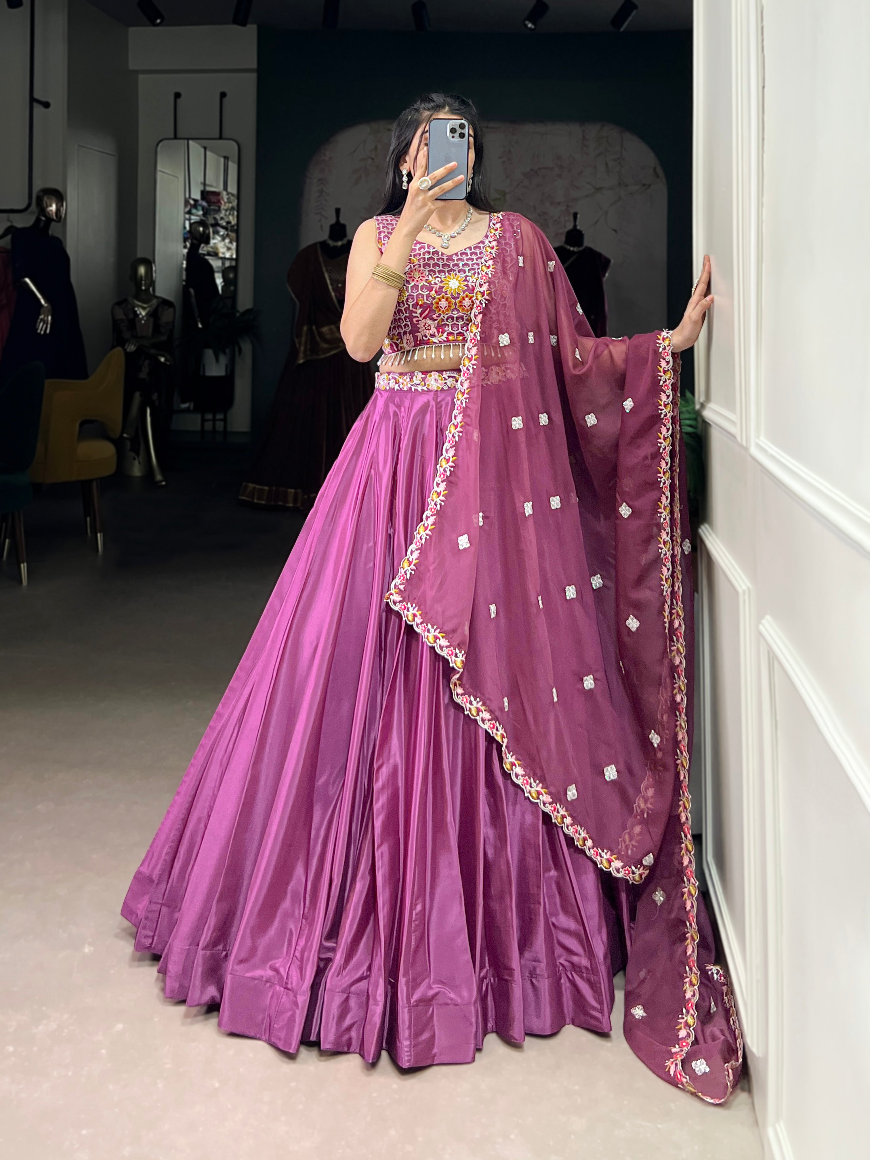 Vibrant Magenta Pink Lehenga with Heavy Work Blouse