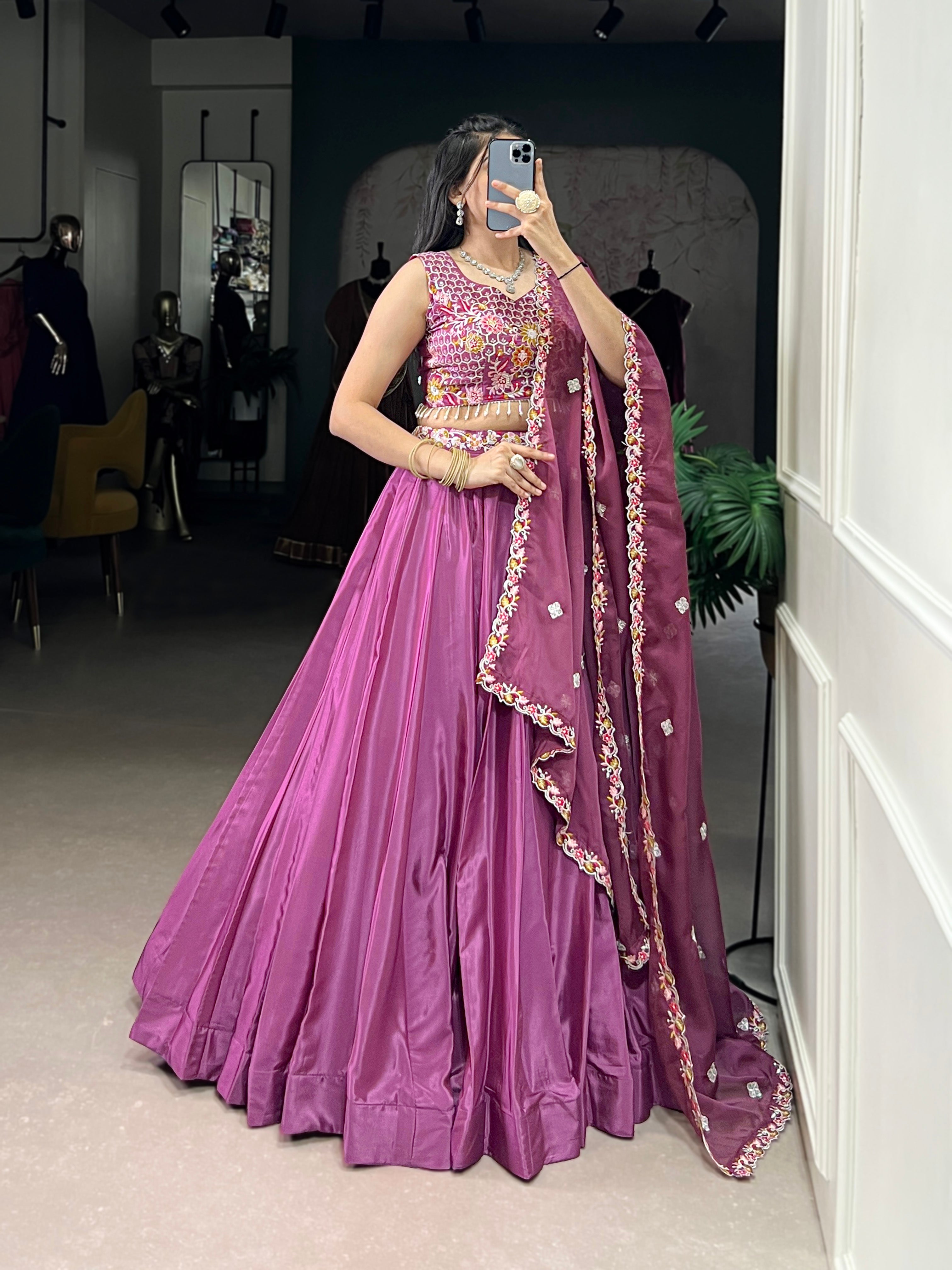 Vibrant Magenta Pink Lehenga with Heavy Work Blouse