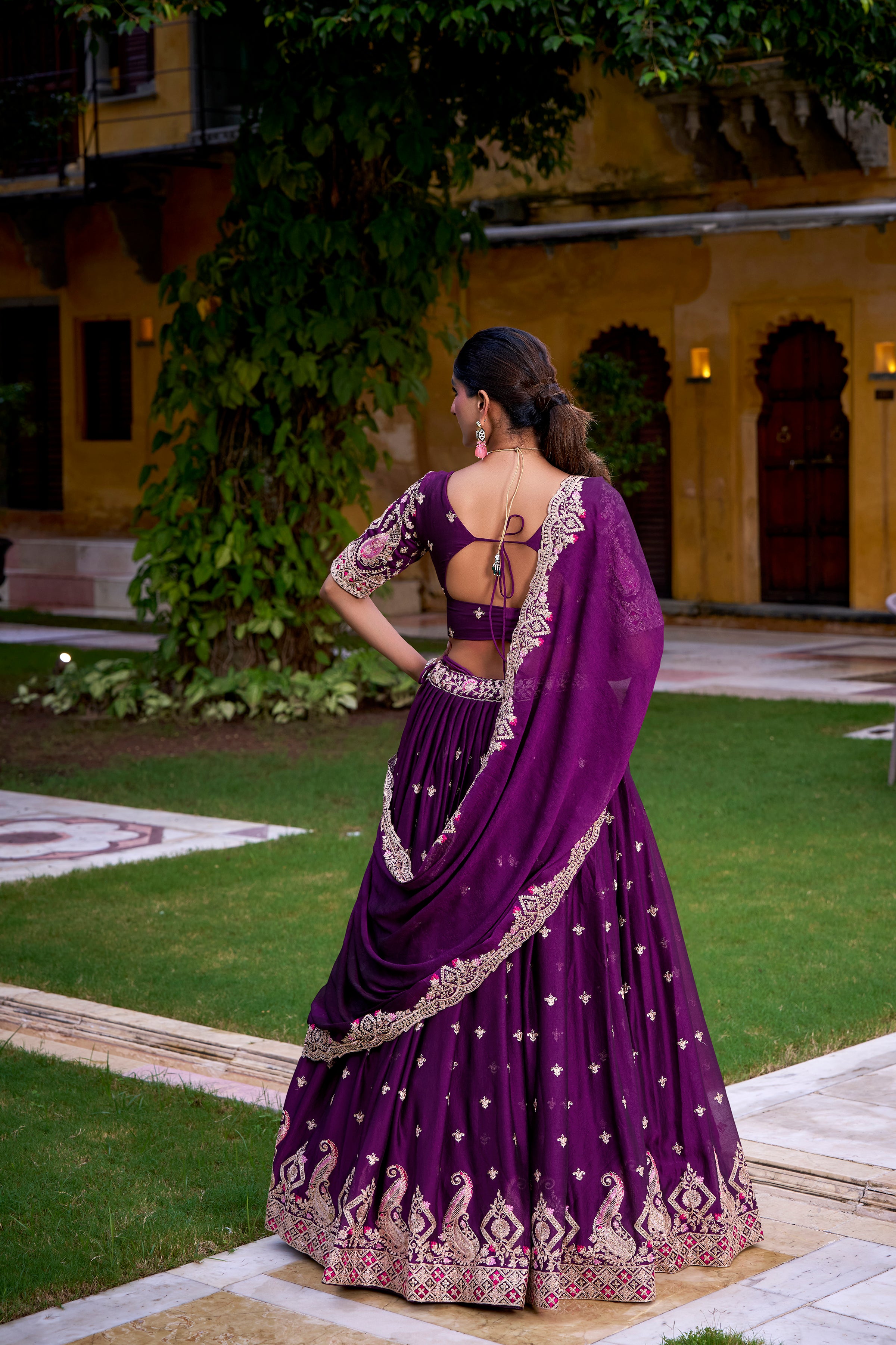 Regal Purple Lehenga Choli with Heavy Zari Work