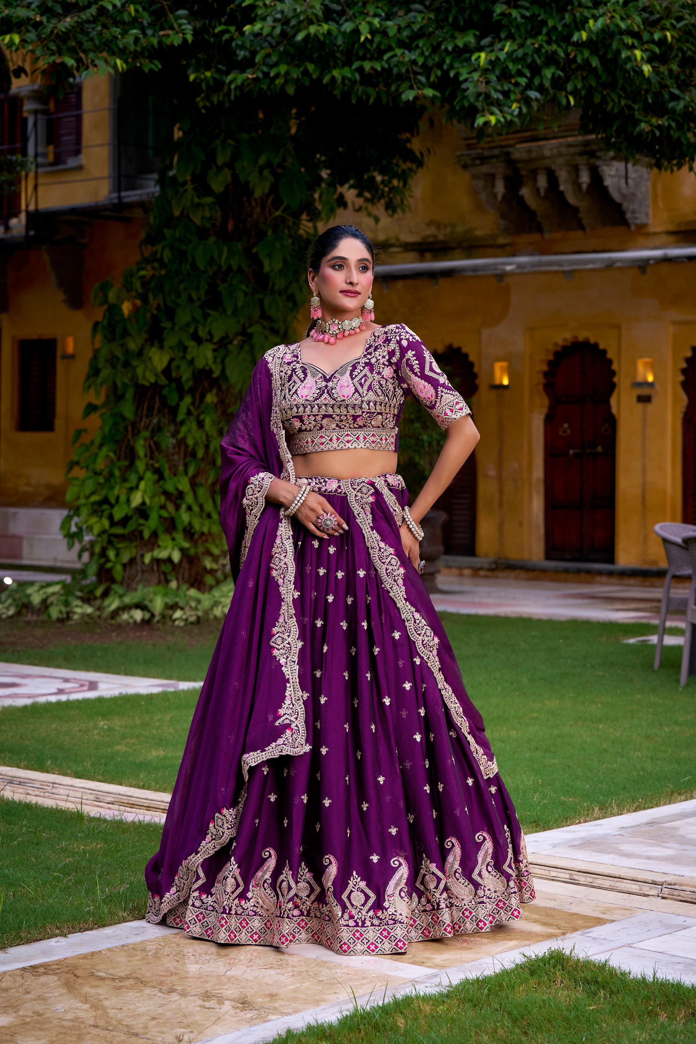 Regal Purple Lehenga Choli with Heavy Zari Work