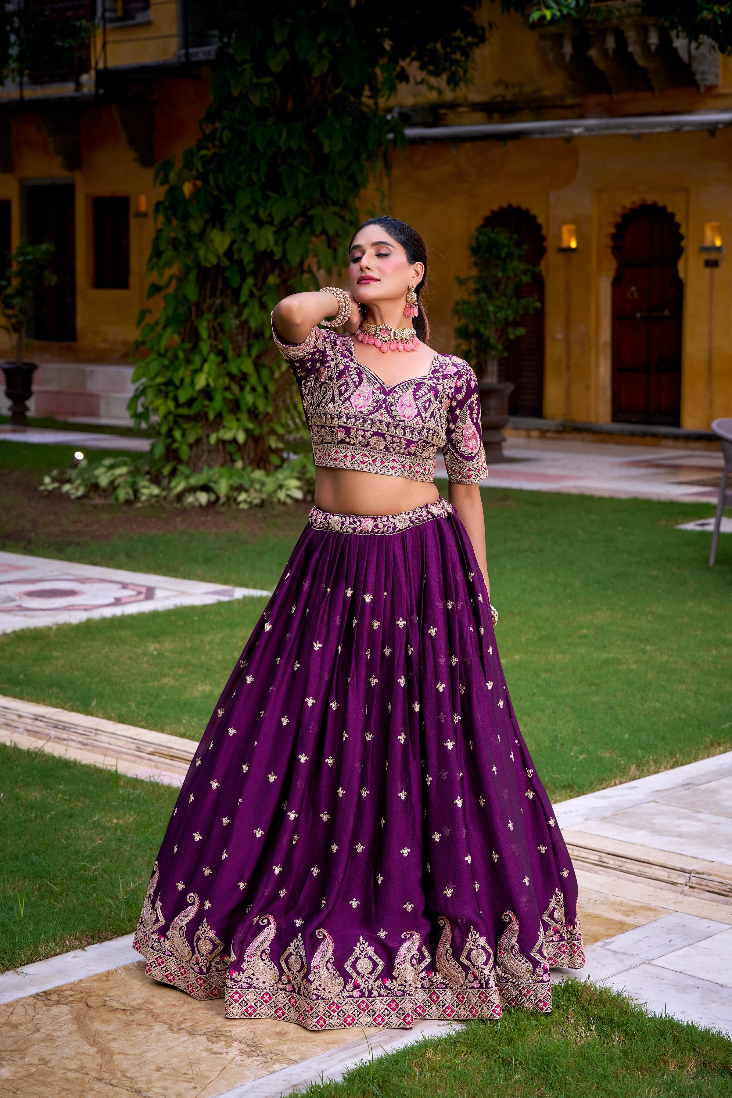 Regal Purple Lehenga Choli with Heavy Zari Work