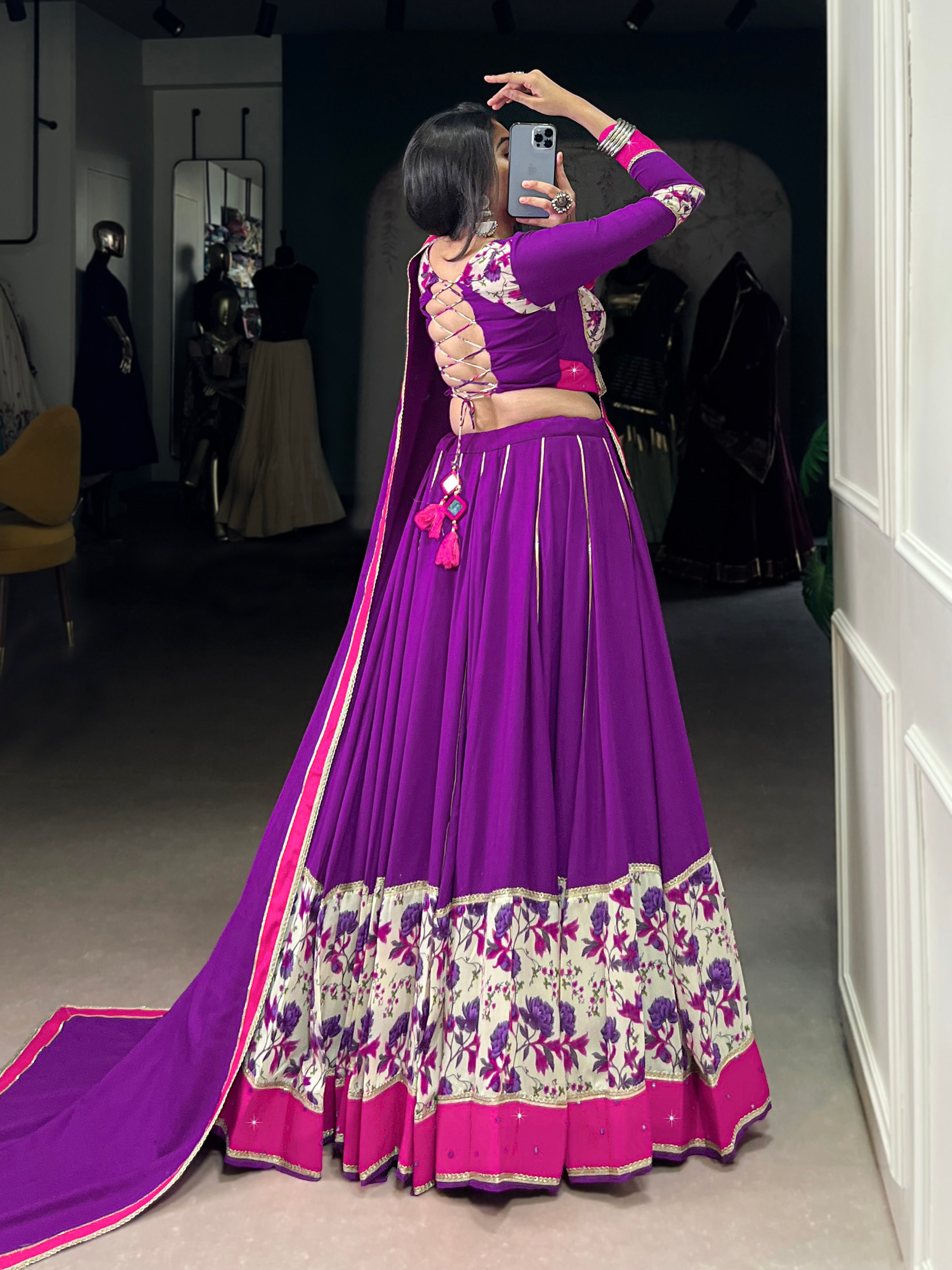 Rayon Floral Print Lehenga Choli with Elegant Dupatta