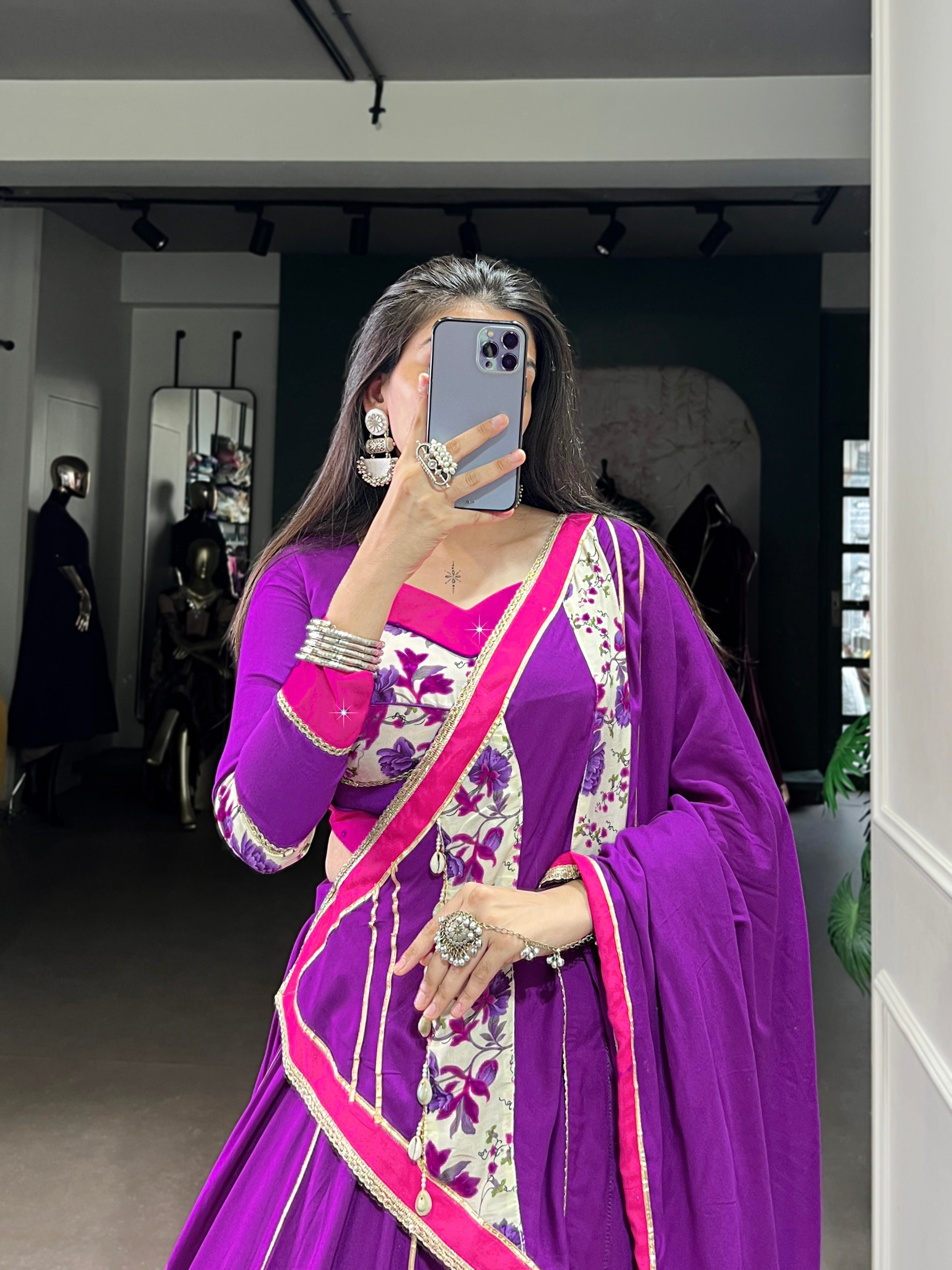 Rayon Floral Print Lehenga Choli with Elegant Dupatta