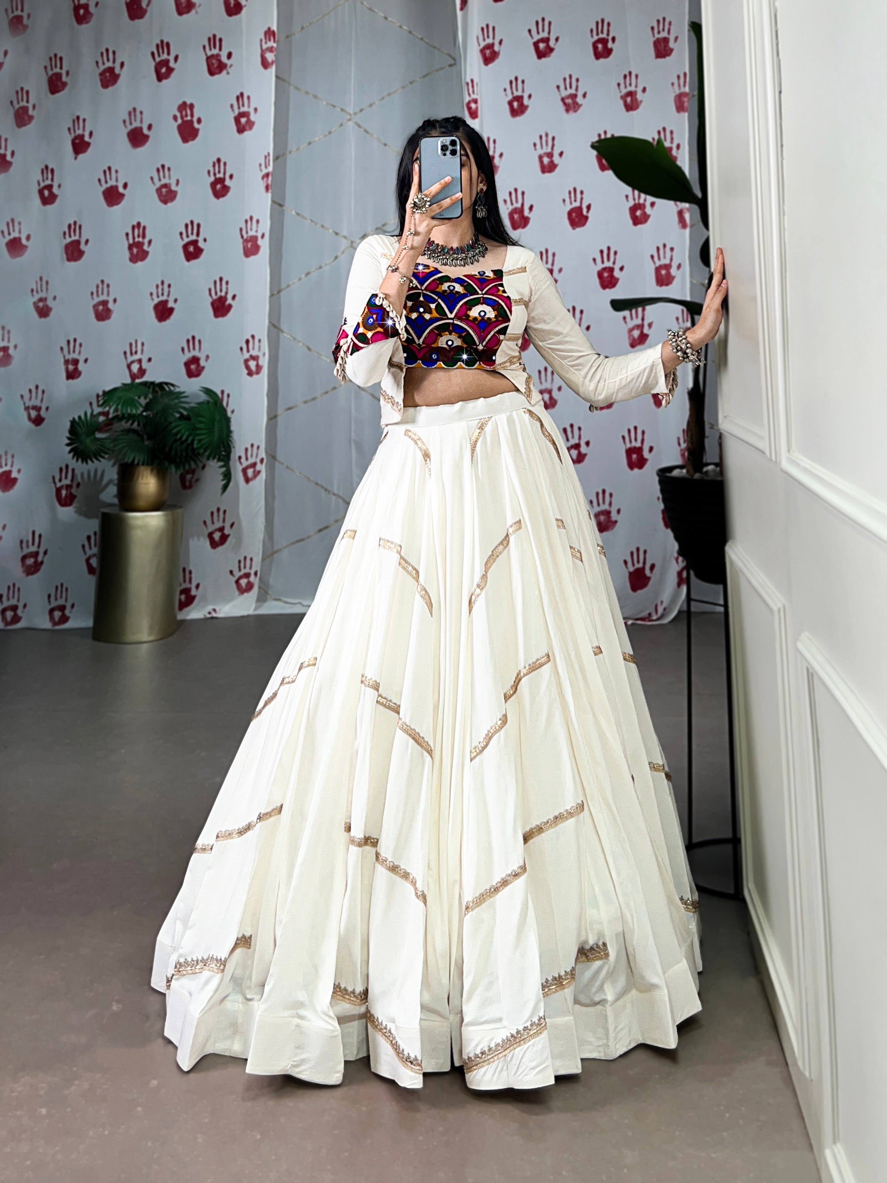 White Pure Rayon Choli  the perfect pick for Garba night!