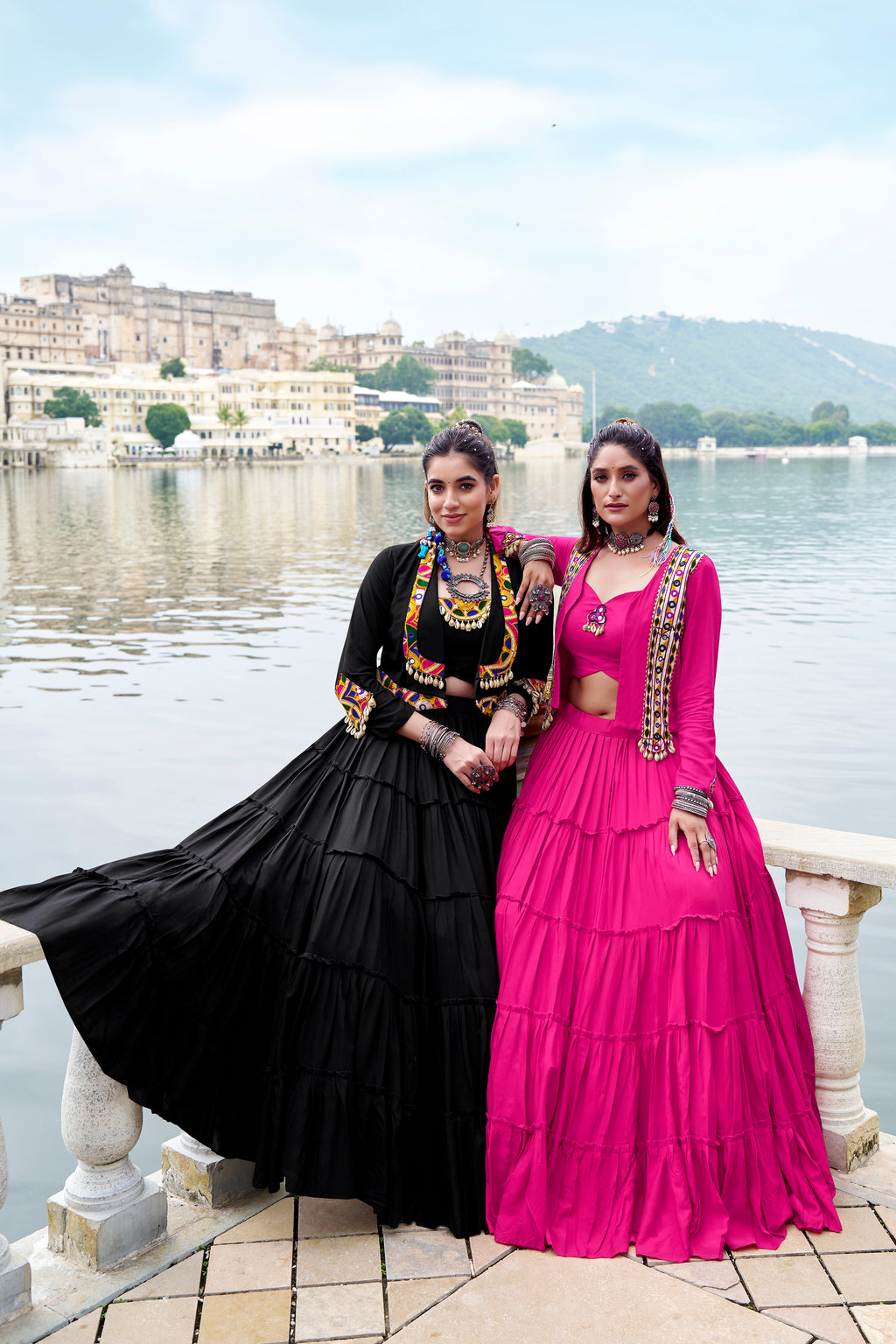 Solid black pure Rayon choli styled for traditional party looks