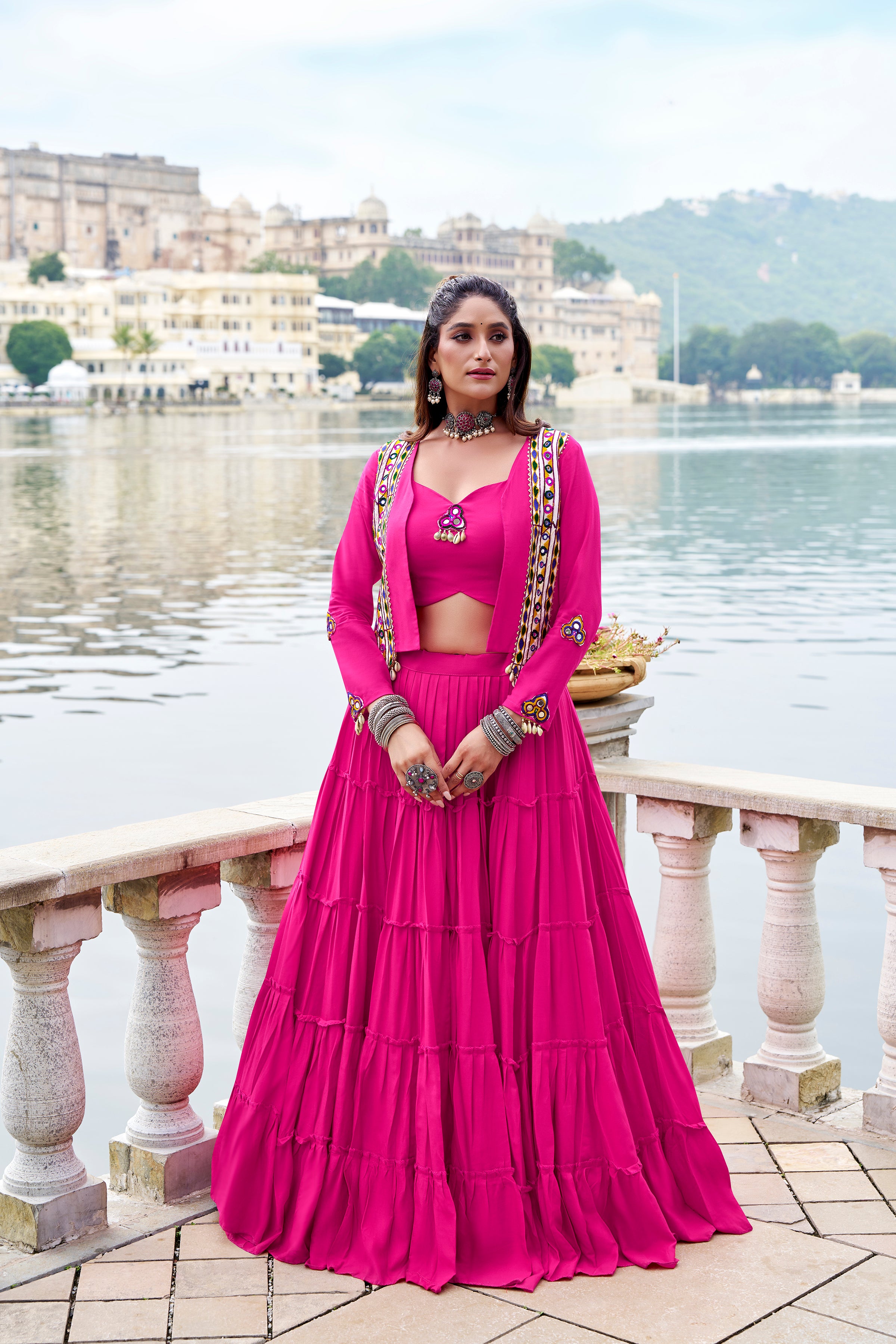 Solid black pure Rayon choli styled for traditional party looks