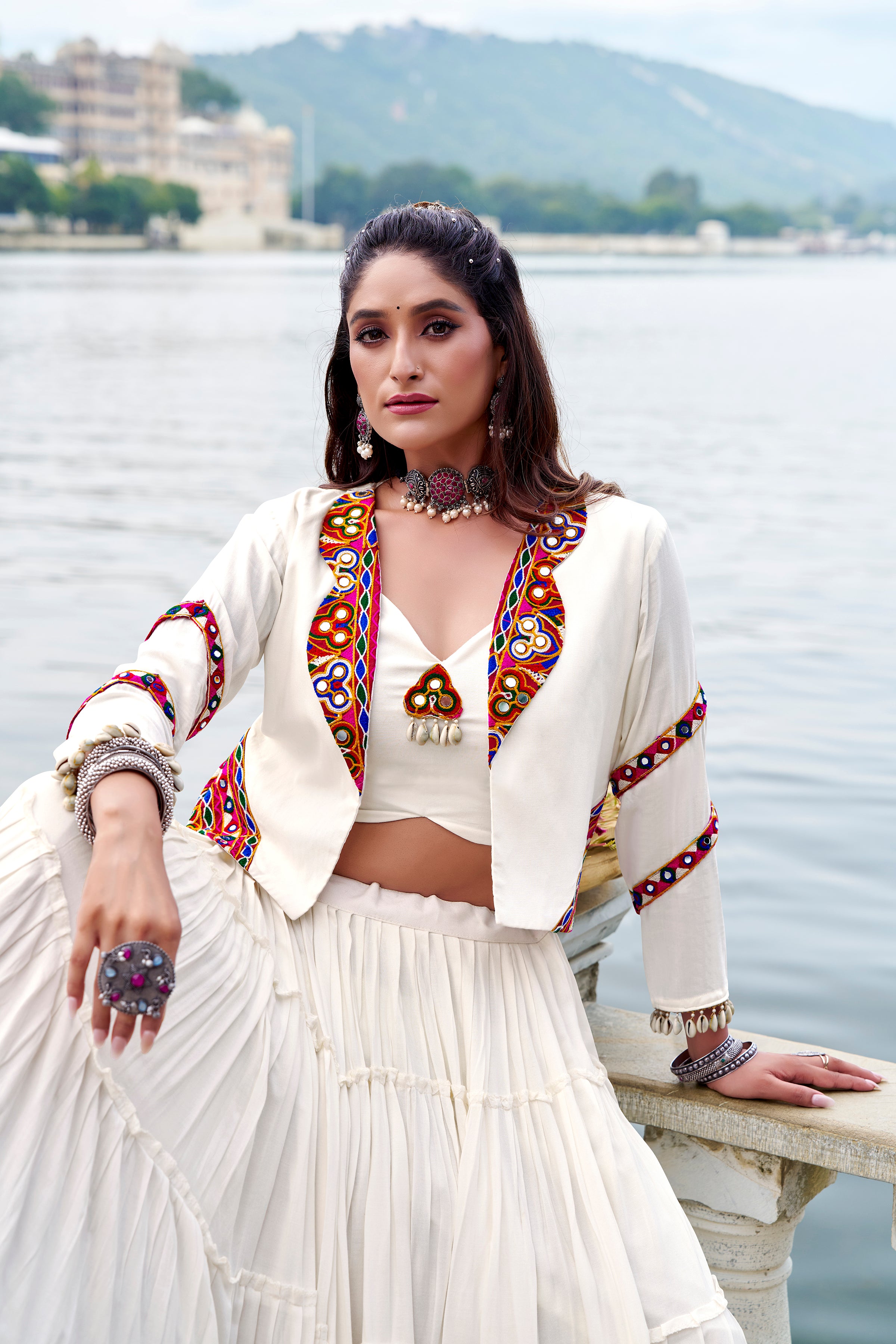 Solid black pure Rayon choli styled for traditional party looks