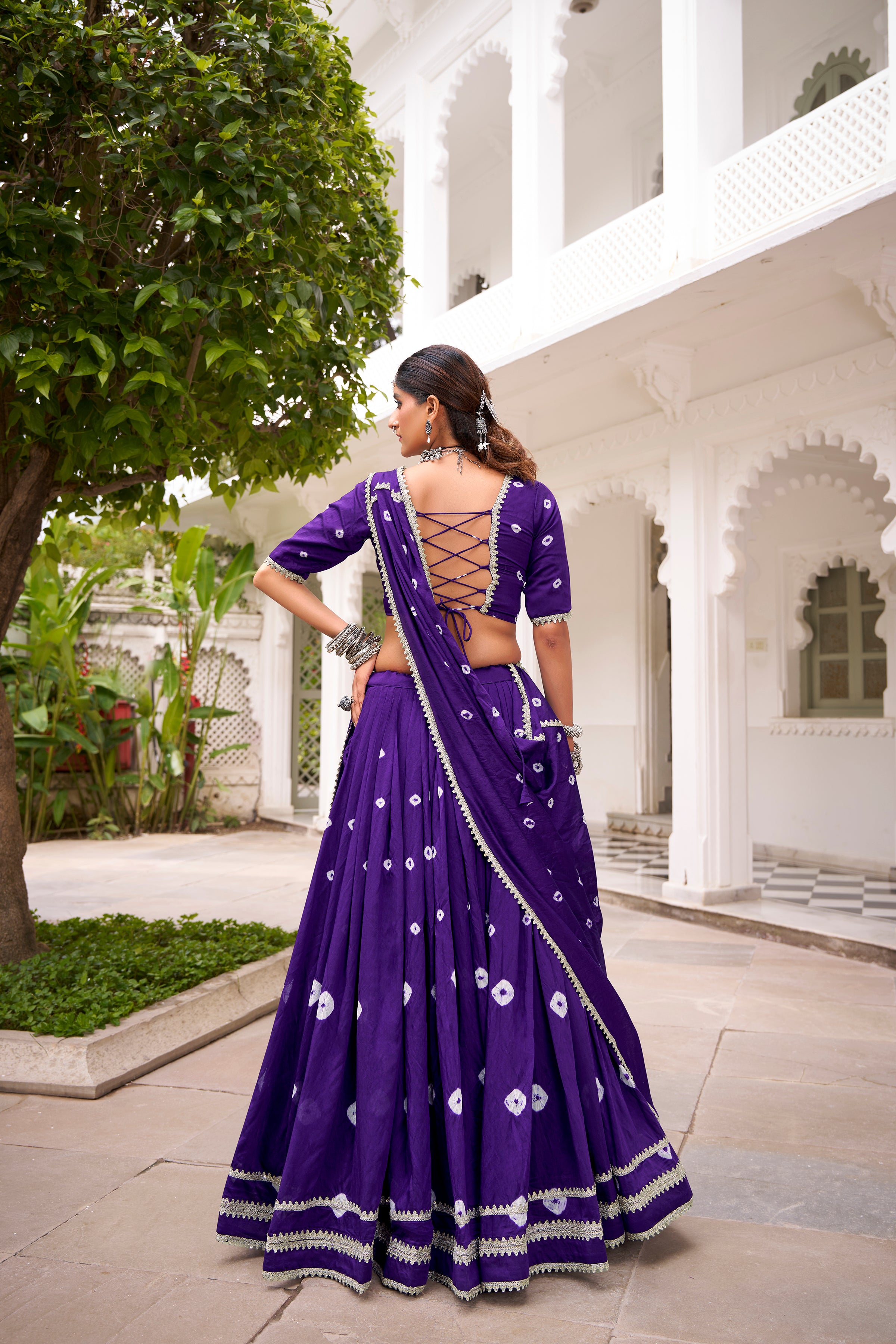 Bandhej Print Pure Chanderi Lehenga Choli