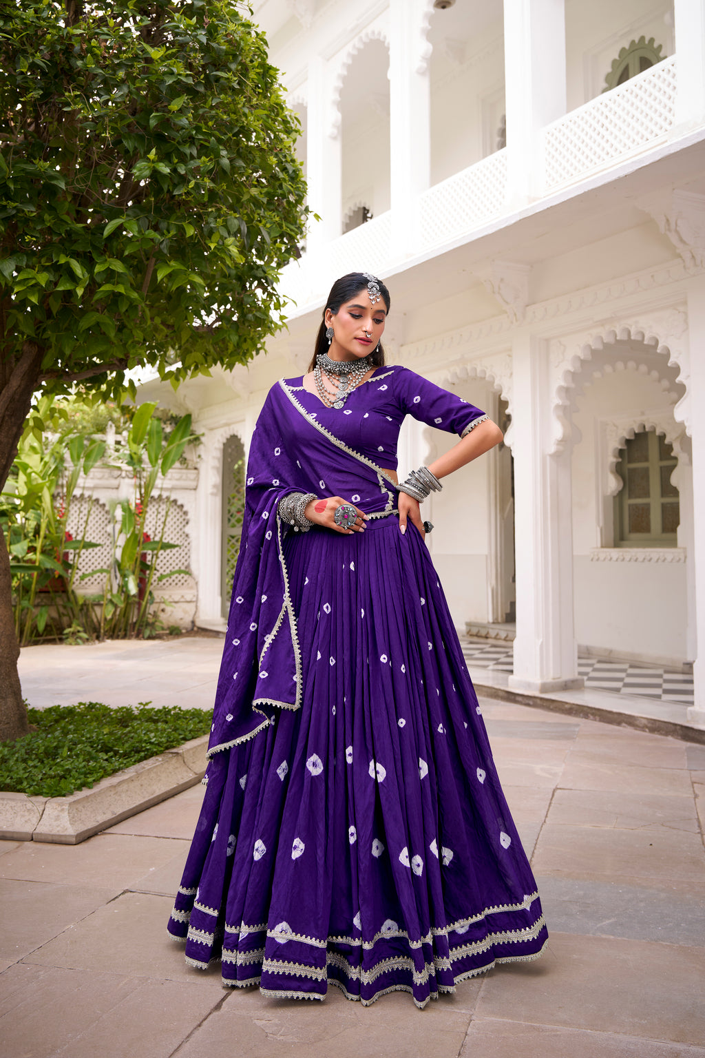 Bandhej Print Pure Chanderi Lehenga Choli