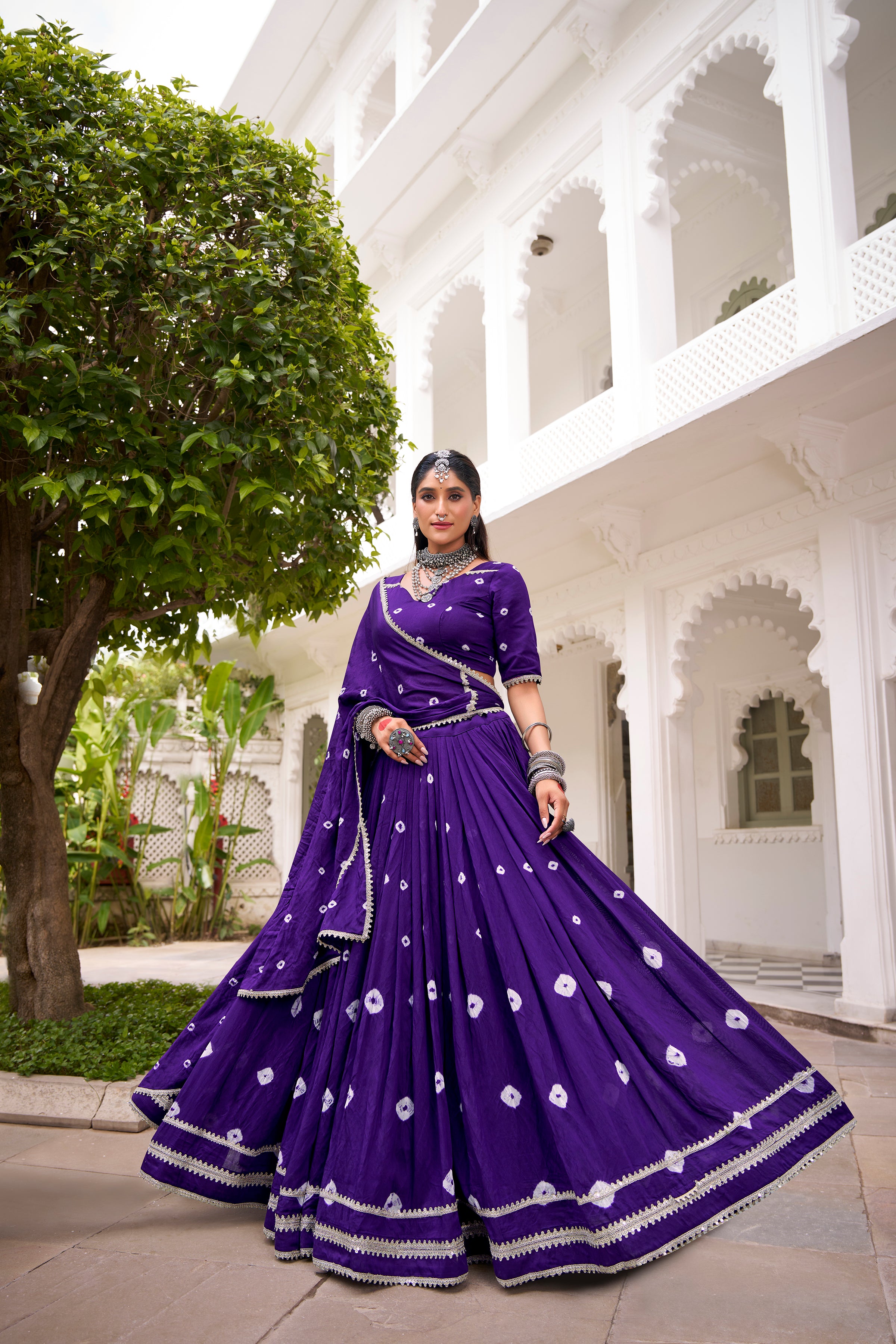 Bandhej Print Pure Chanderi Lehenga Choli