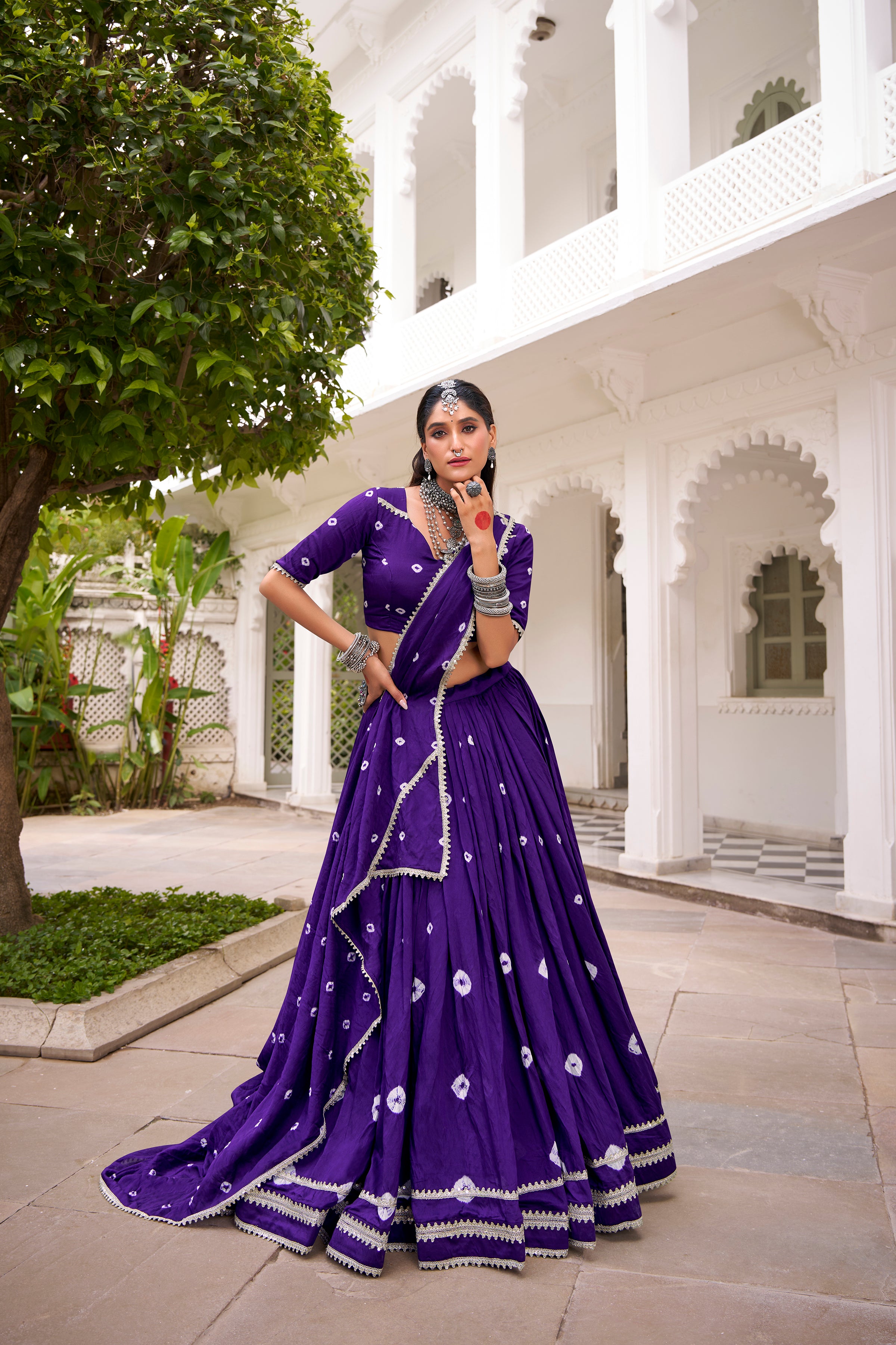 Bandhej Print Pure Chanderi Lehenga Choli