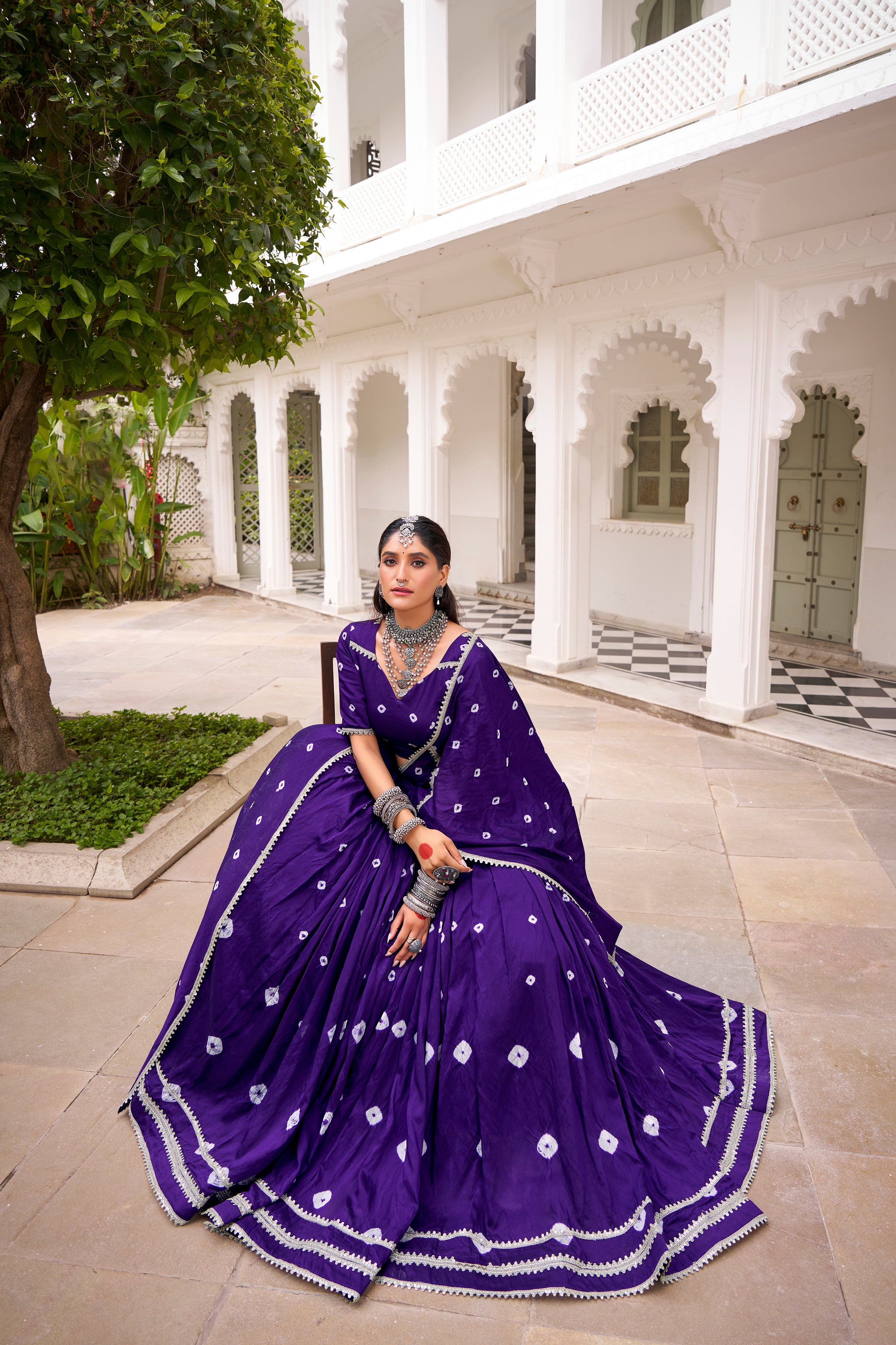 Bandhej Print Pure Chanderi Lehenga Choli