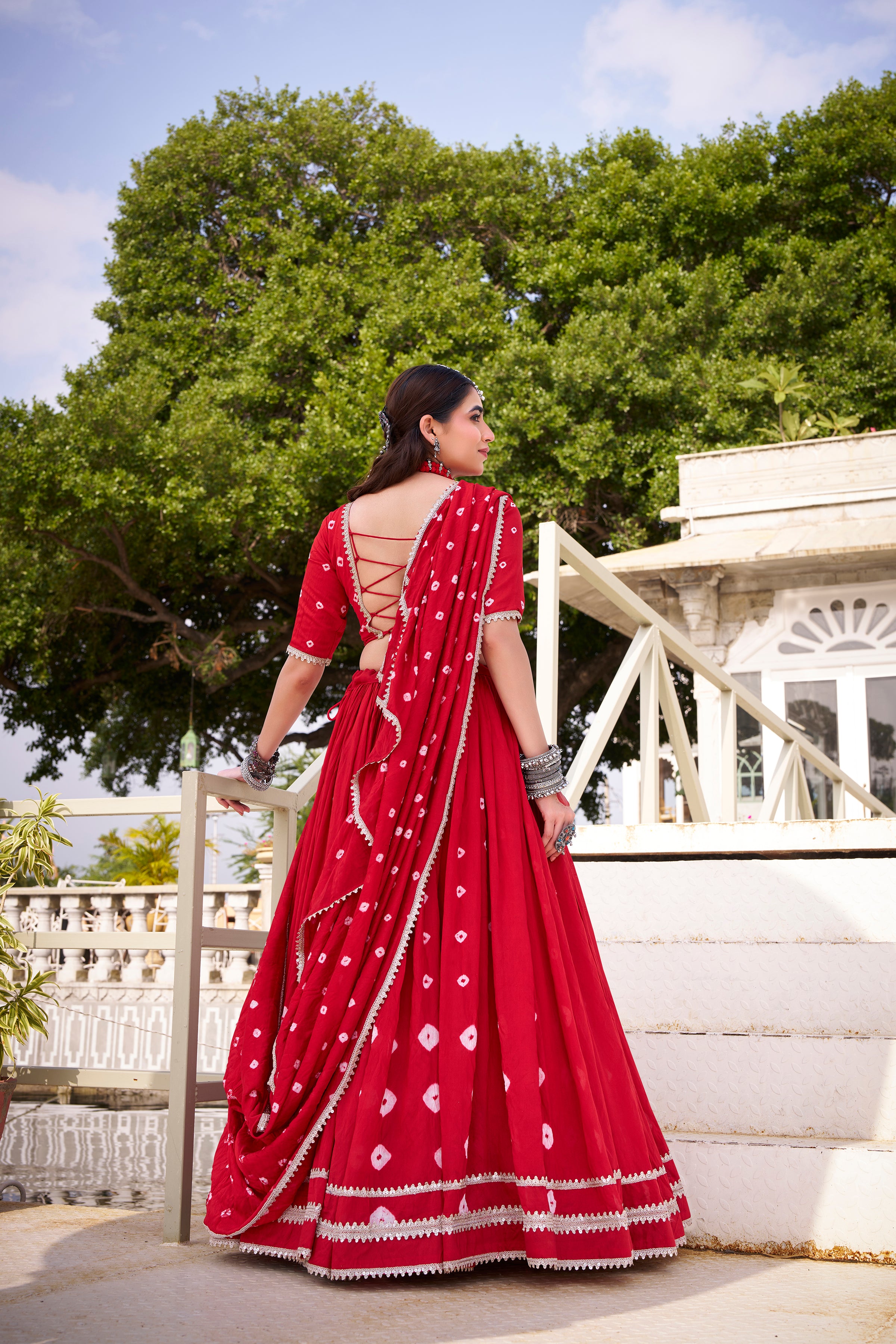 Bandhej Print Pure Chanderi Lehenga Choli