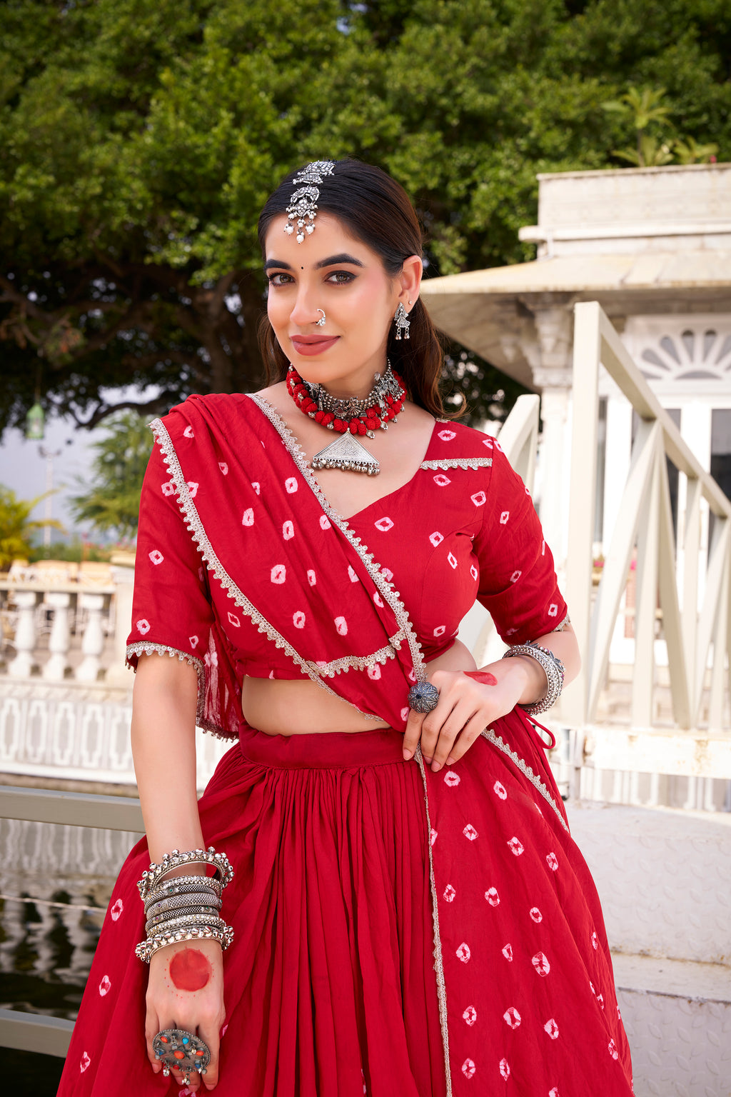 Bandhej Print Pure Chanderi Lehenga Choli