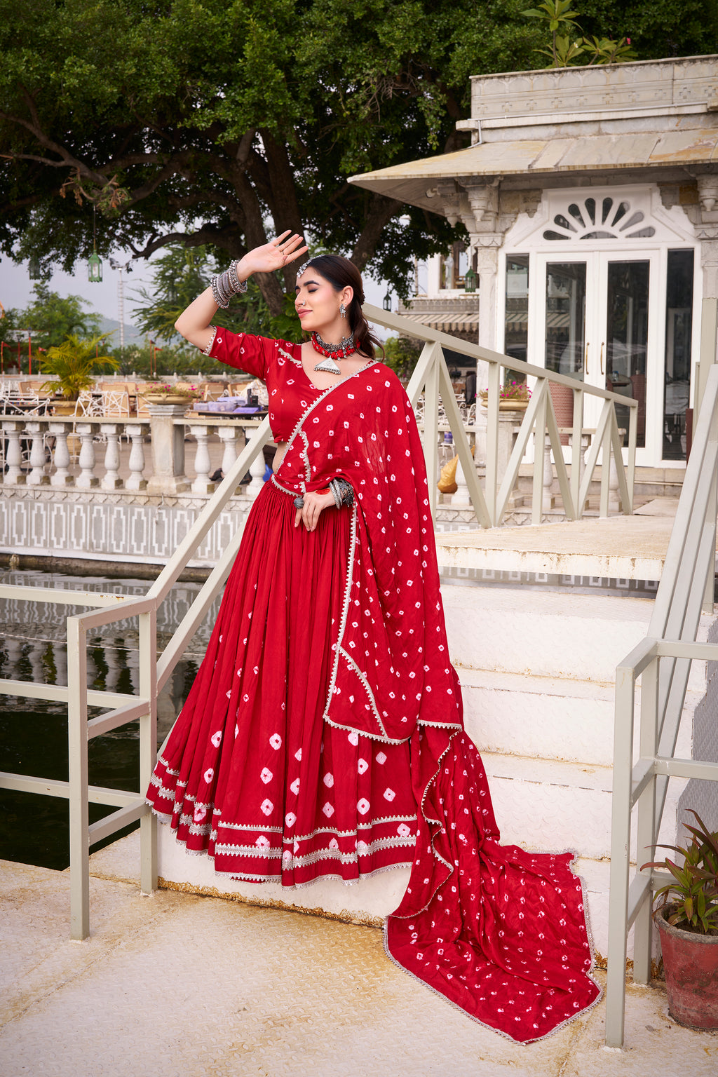 Bandhej Print Pure Chanderi Lehenga Choli