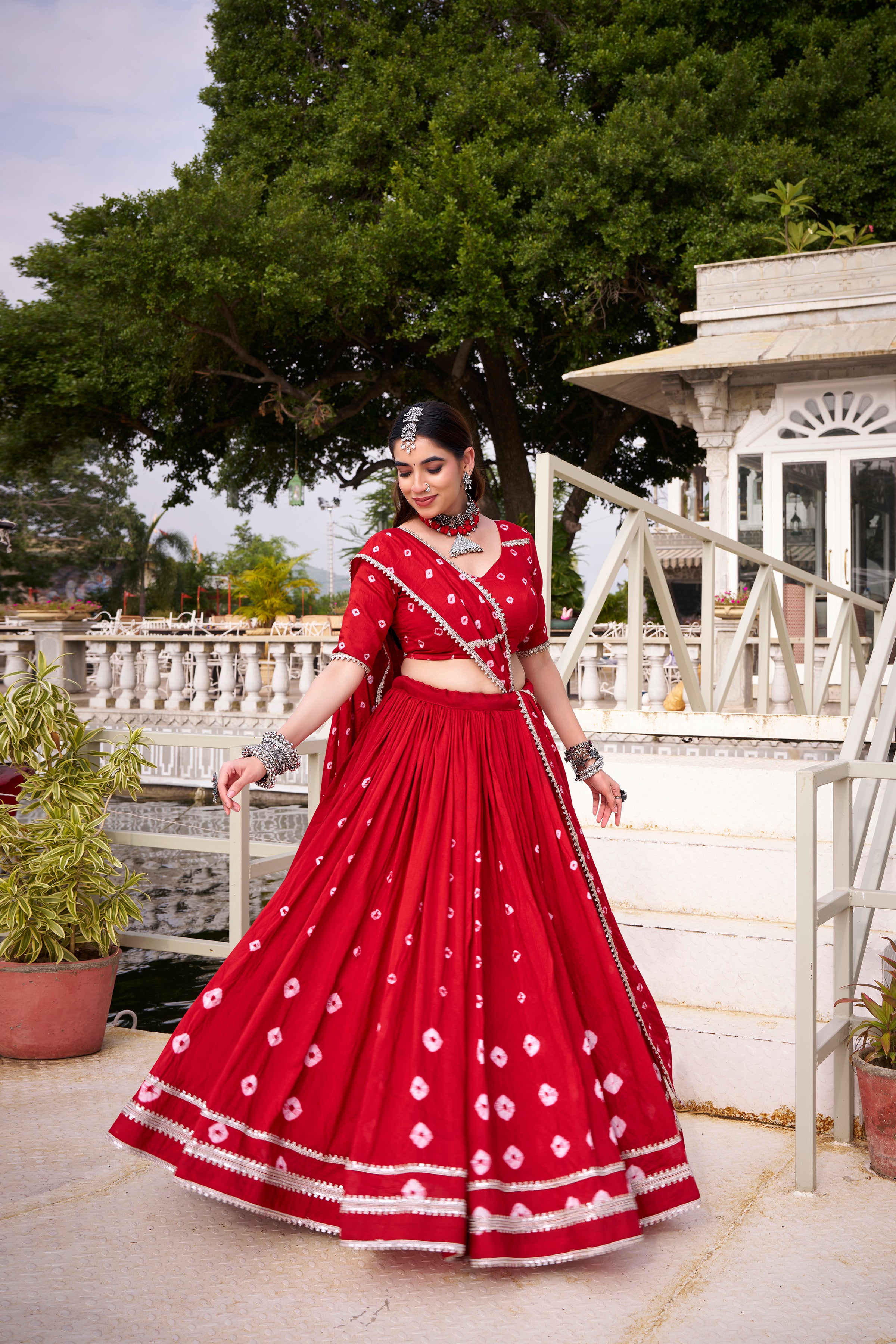 Bandhej Print Pure Chanderi Lehenga Choli
