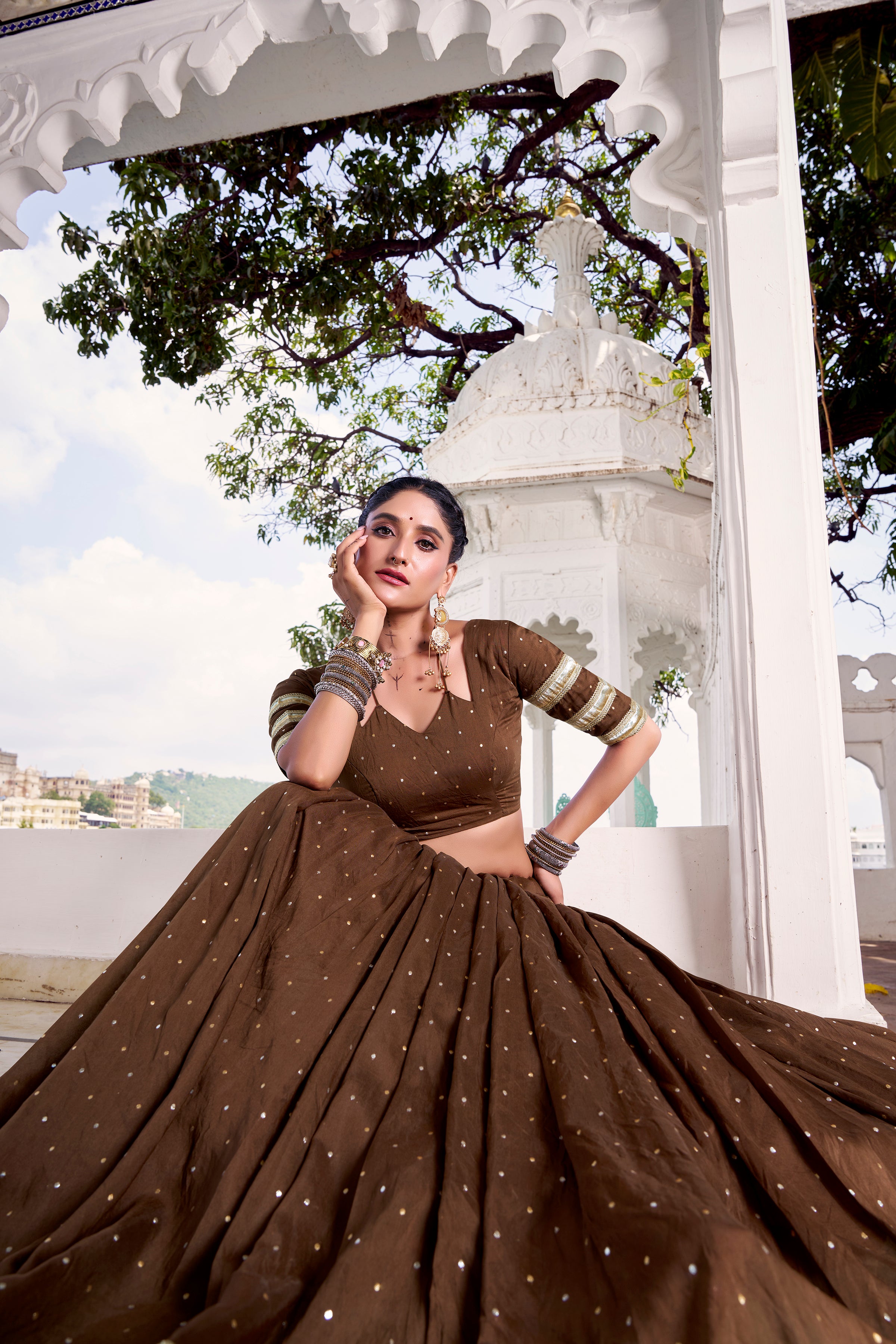 Elegant Pure Chanderi Lehenga Choli with Zari Border Detailing