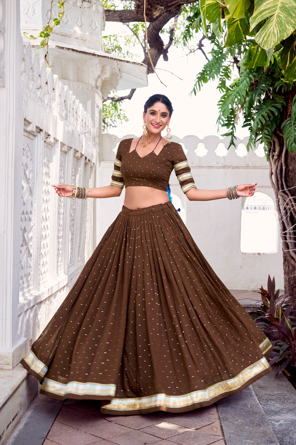 Elegant Pure Chanderi Lehenga Choli with Zari Border Detailing