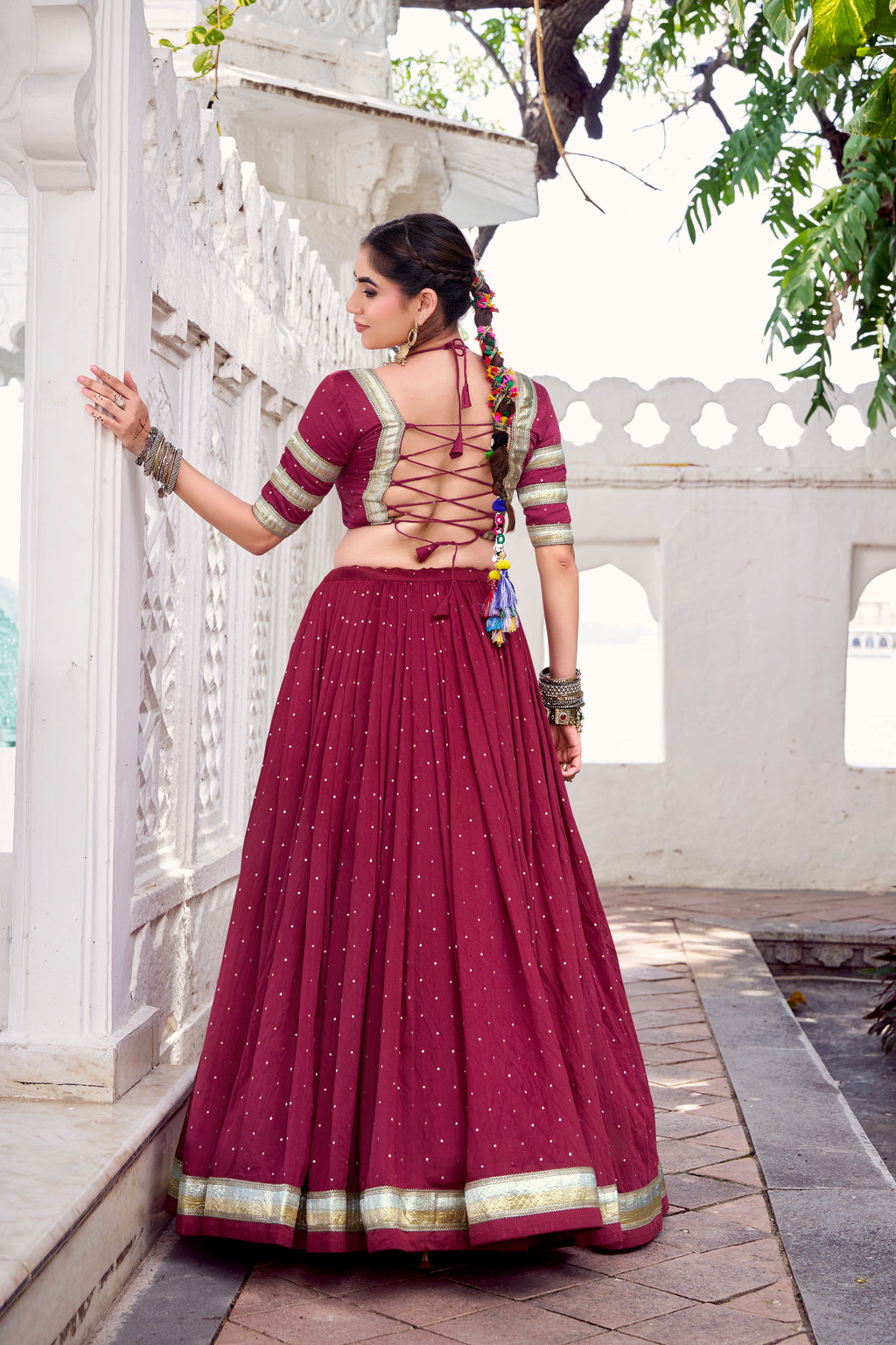 Elegant Pure Chanderi Lehenga Choli with Zari Border Detailing