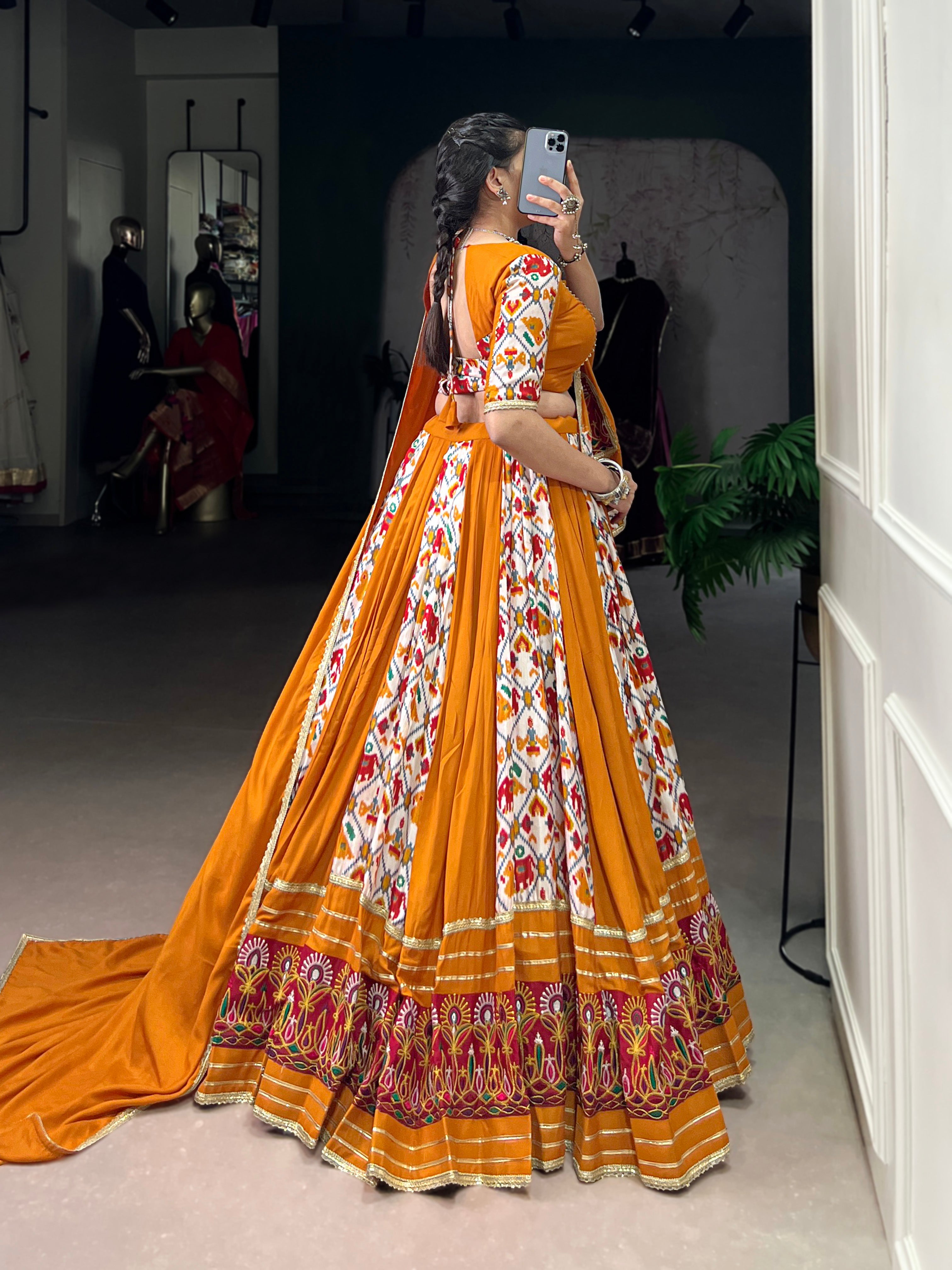 Rayon with Printed Silk Choli – Ethnic Motif Elegance