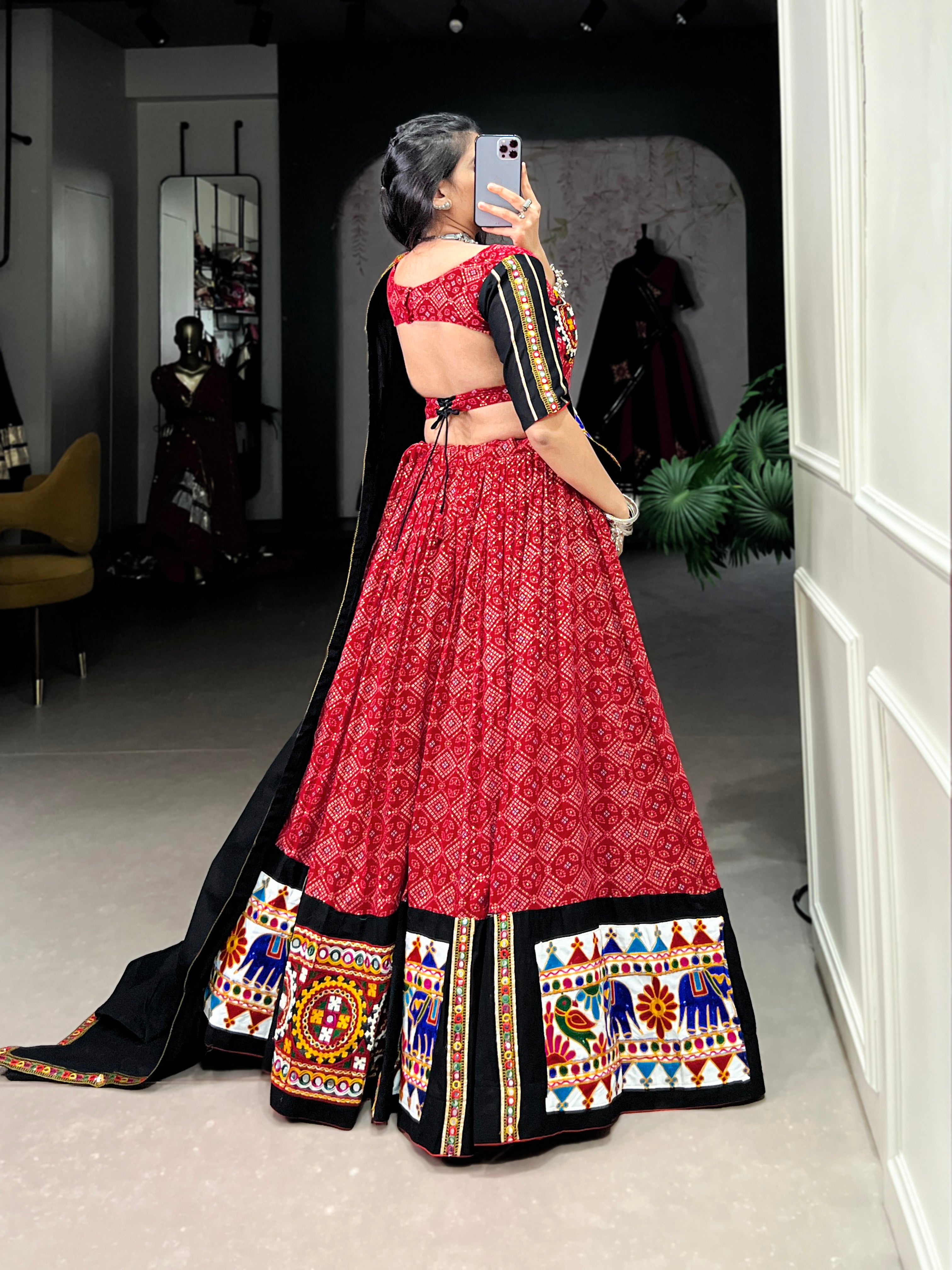 Pure Cotton Red Lehenga Choli with Traditional Embroidery