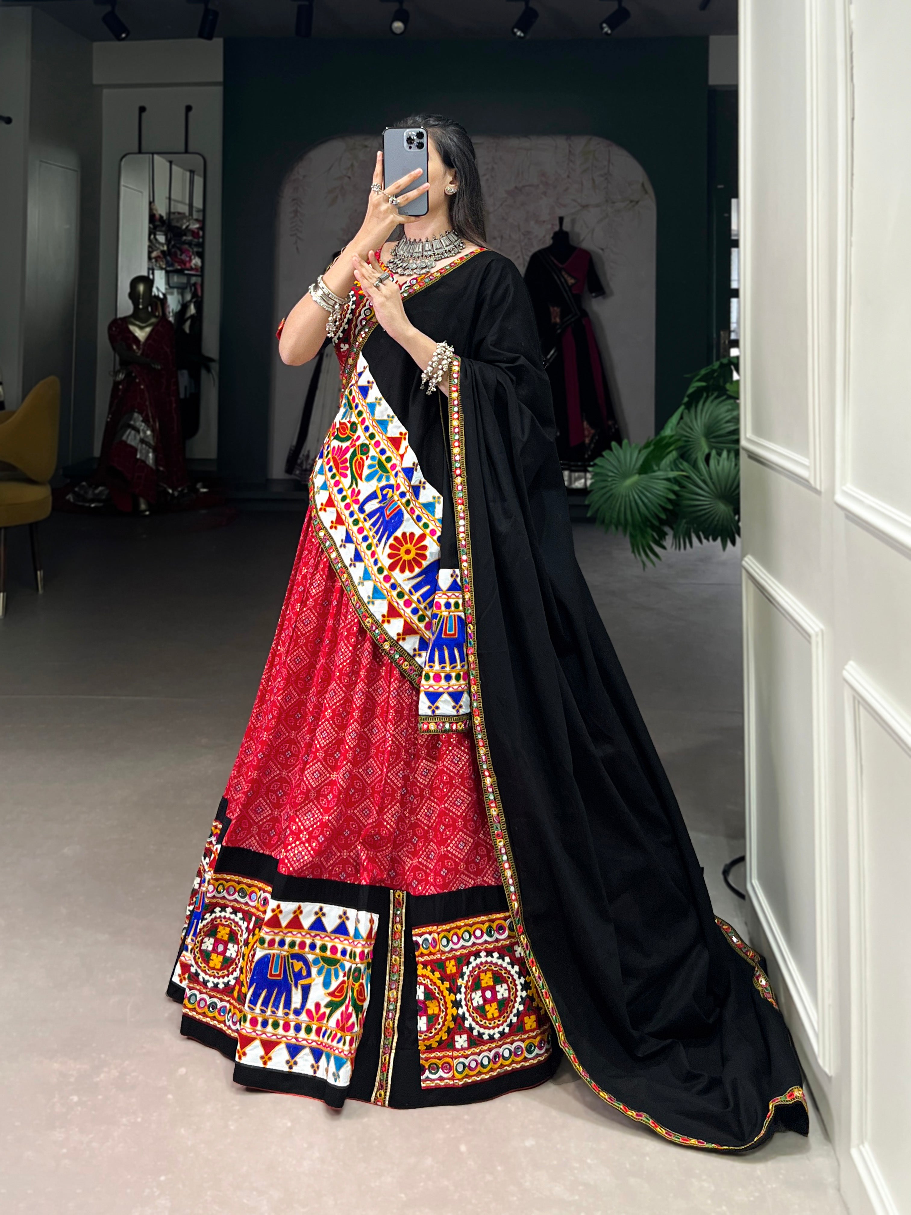 Pure Cotton Red Lehenga Choli with Traditional Embroidery