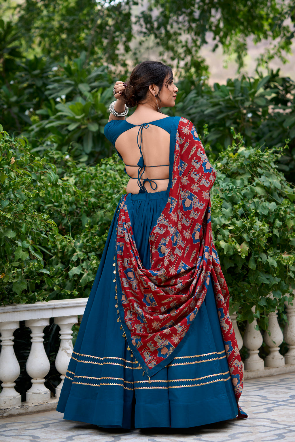 Stylish Black Lehenga with Handblock Printed Dupatta