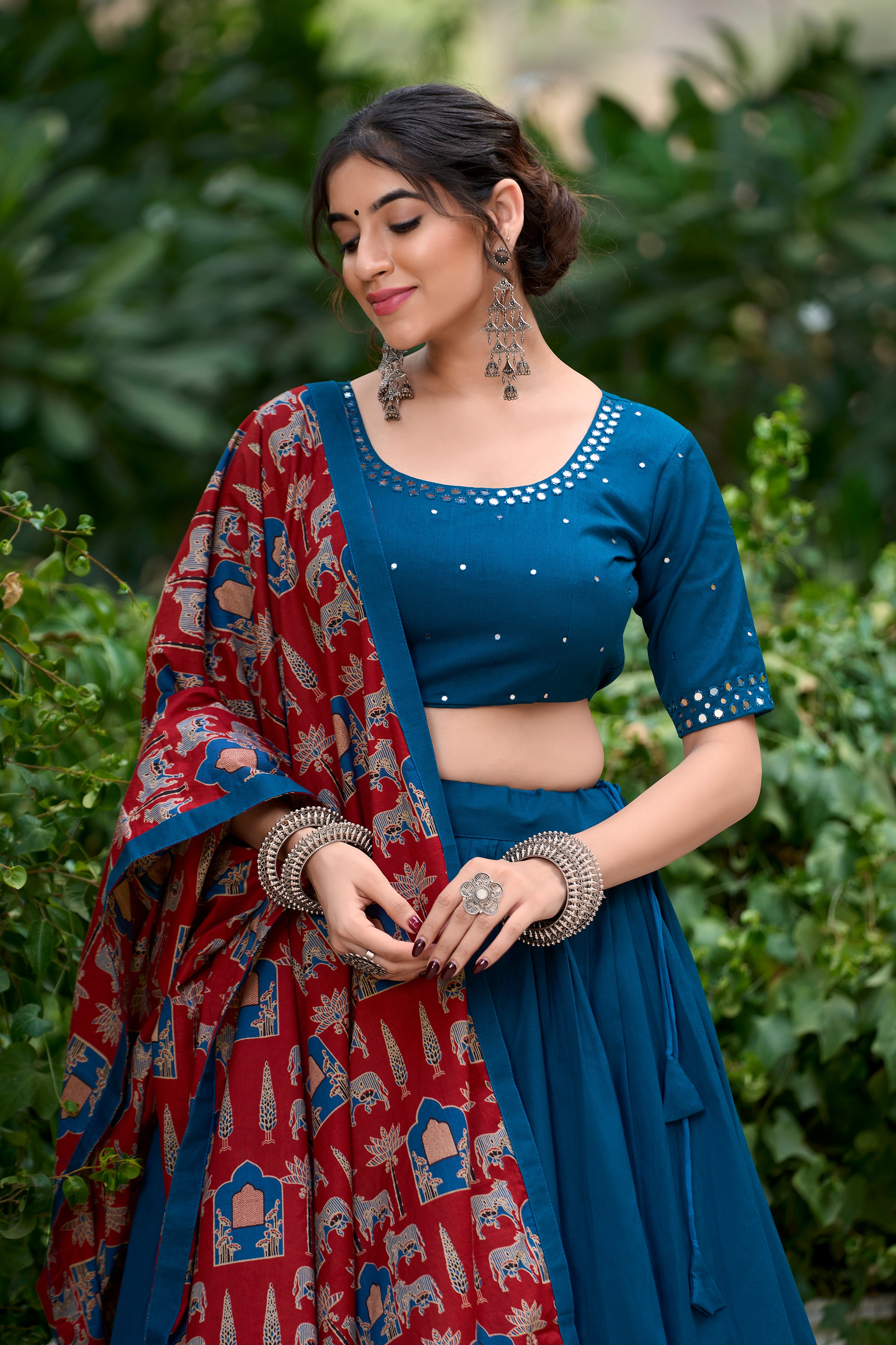 Stylish Black Lehenga with Handblock Printed Dupatta