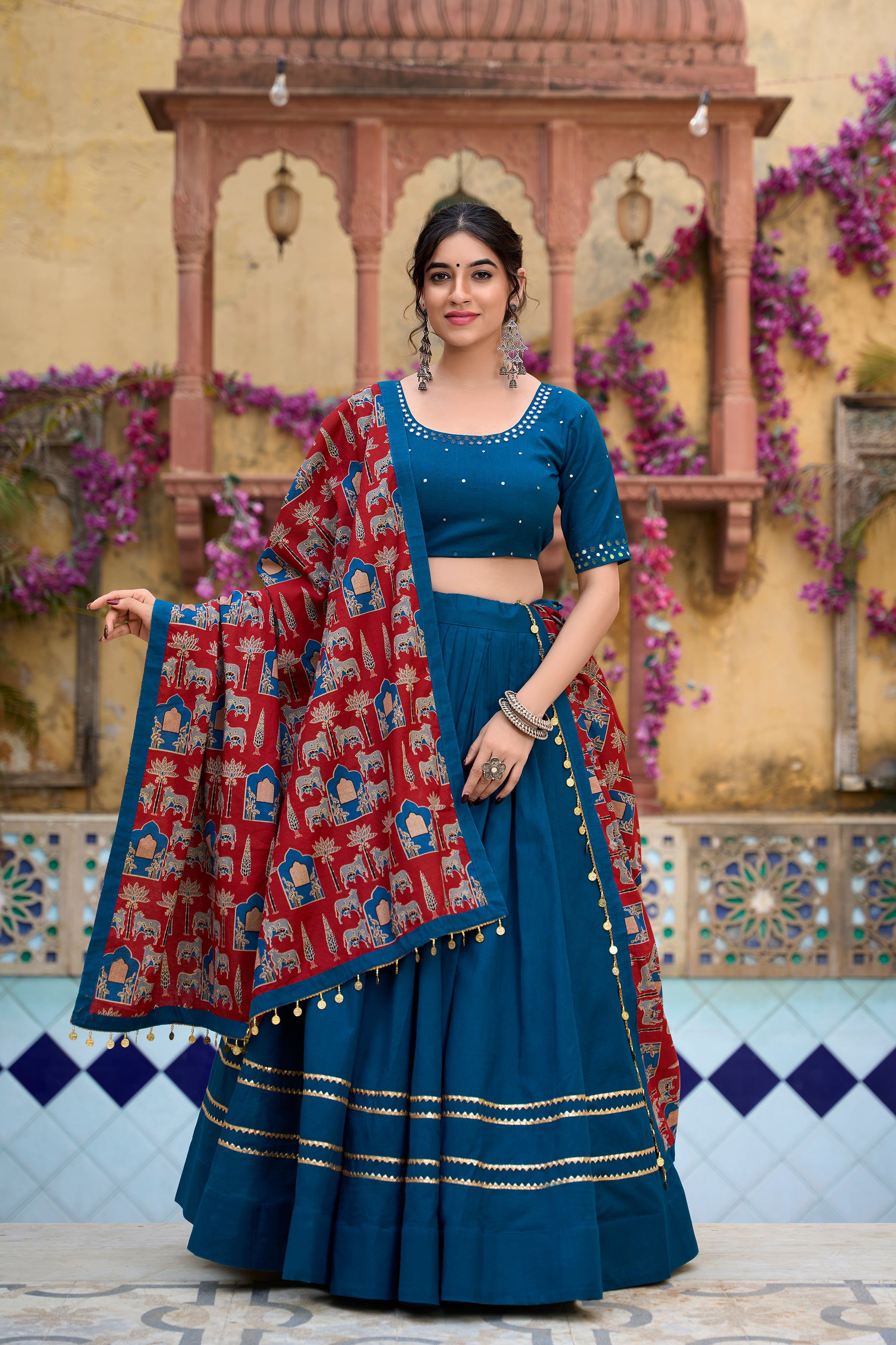 Stylish Black Lehenga with Handblock Printed Dupatta
