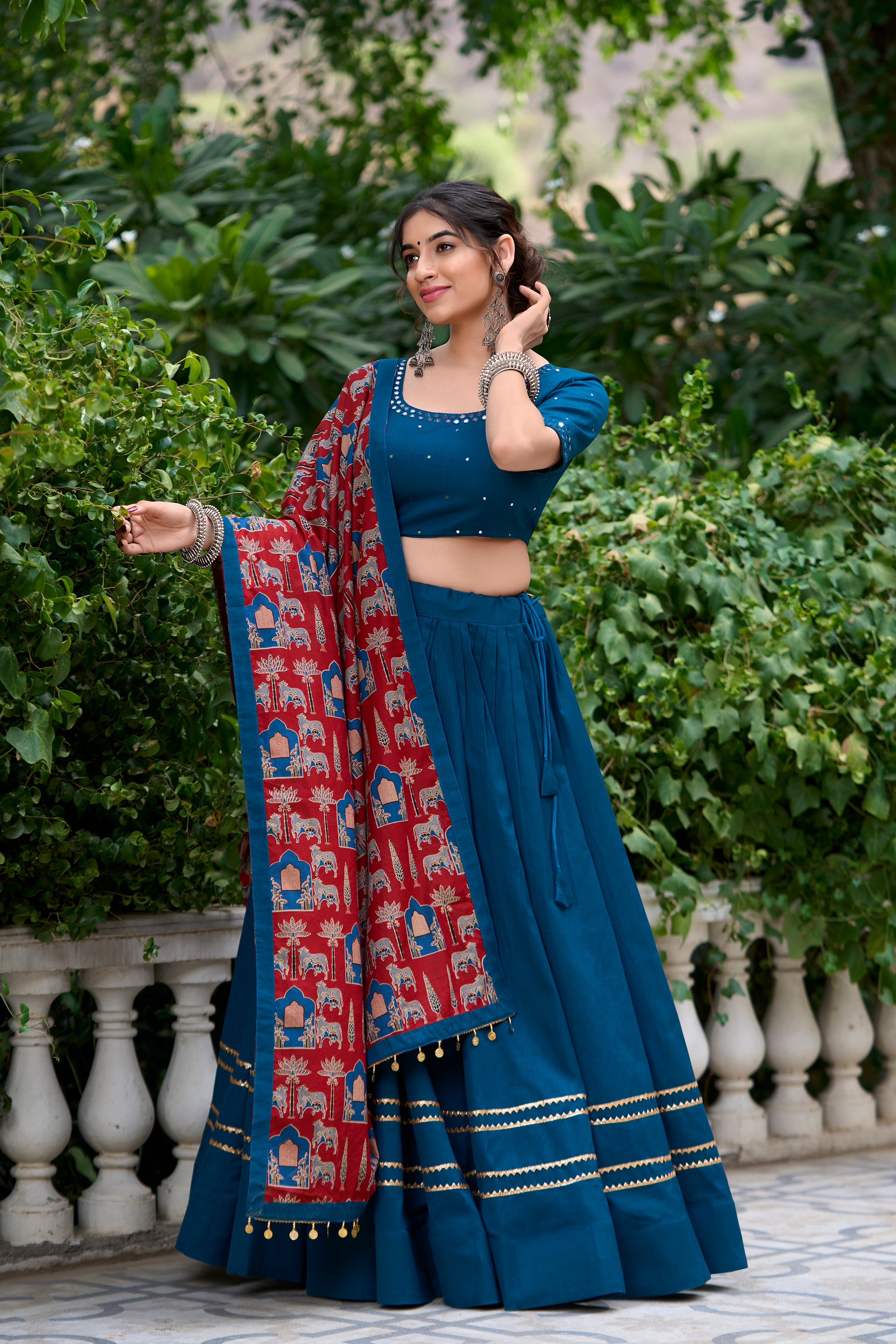 Stylish Black Lehenga with Handblock Printed Dupatta