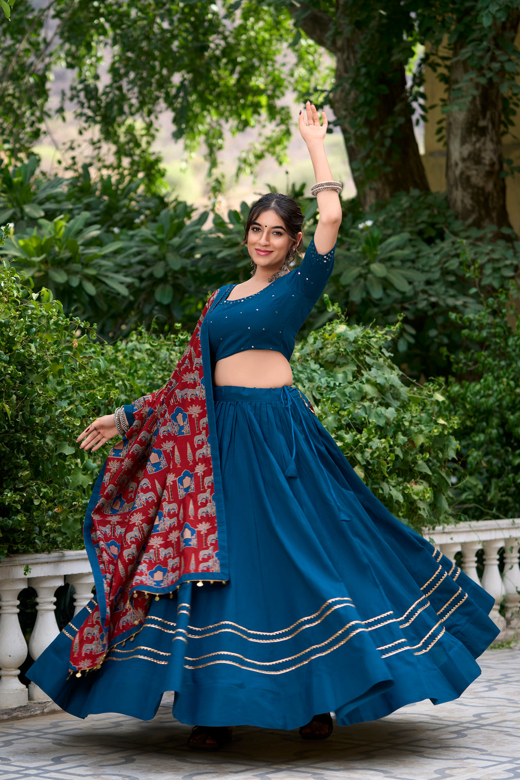 Stylish Black Lehenga with Handblock Printed Dupatta
