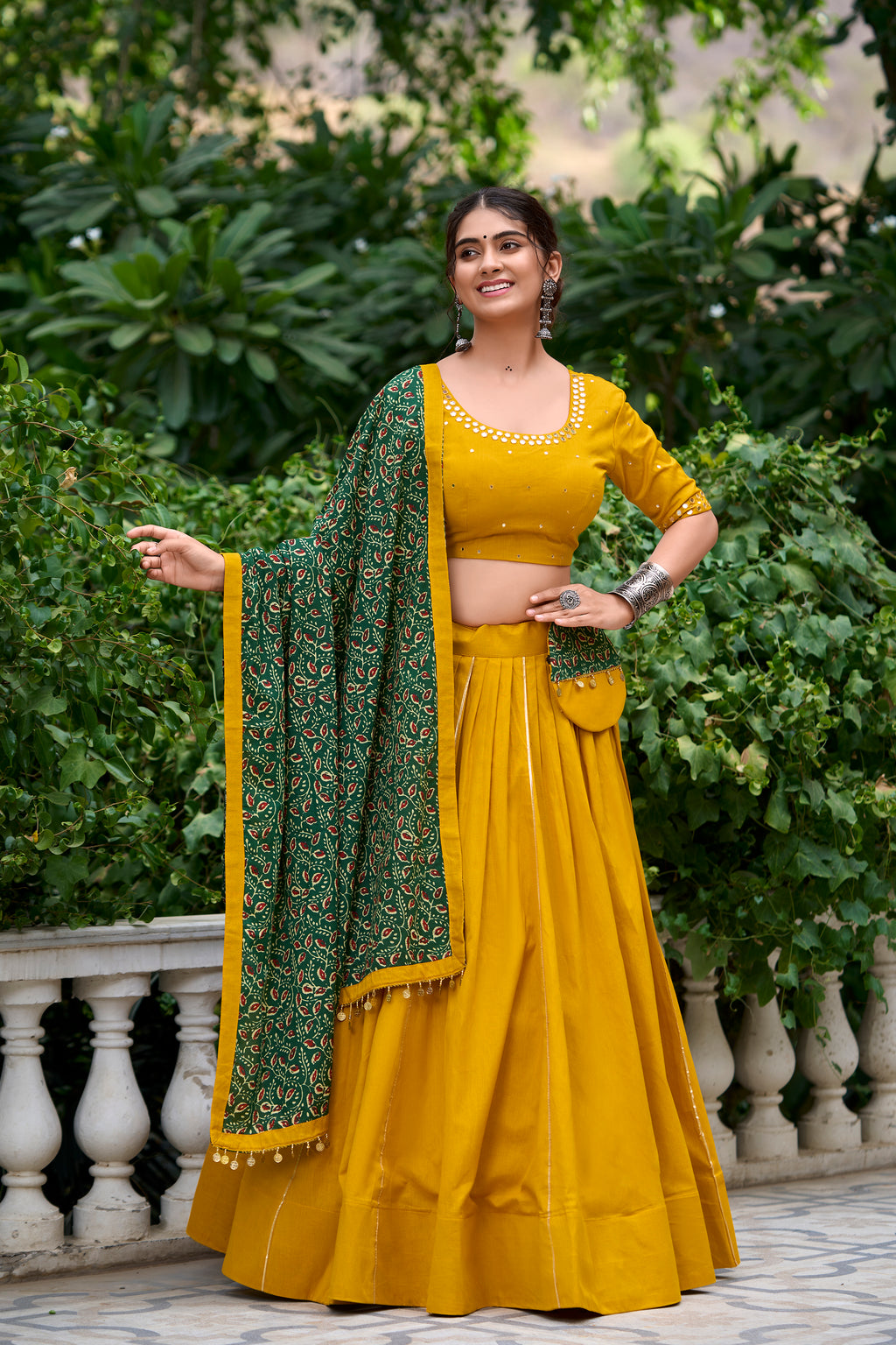 Stylish Black Lehenga with Handblock Printed Dupatta