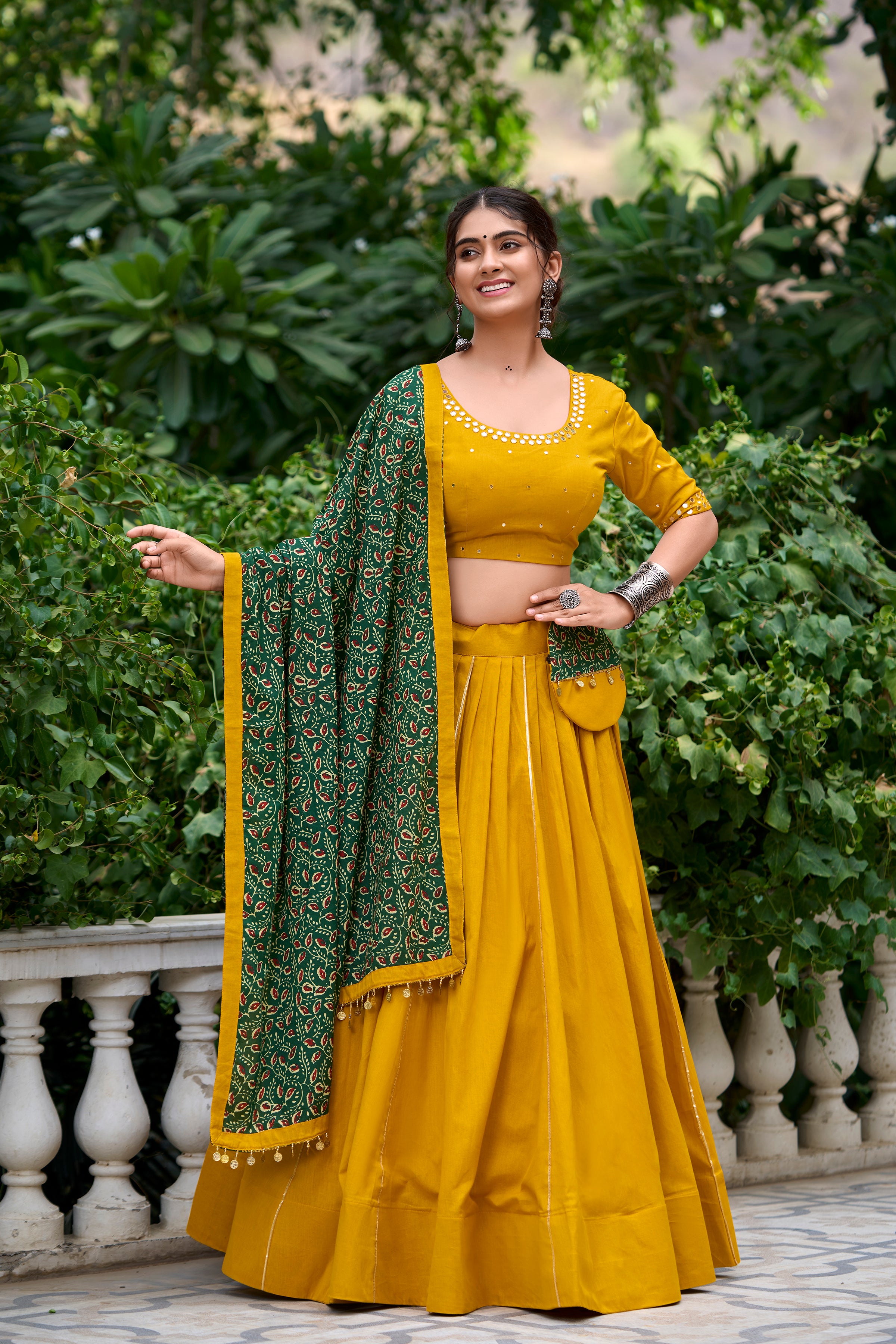 Stylish Black Lehenga with Handblock Printed Dupatta