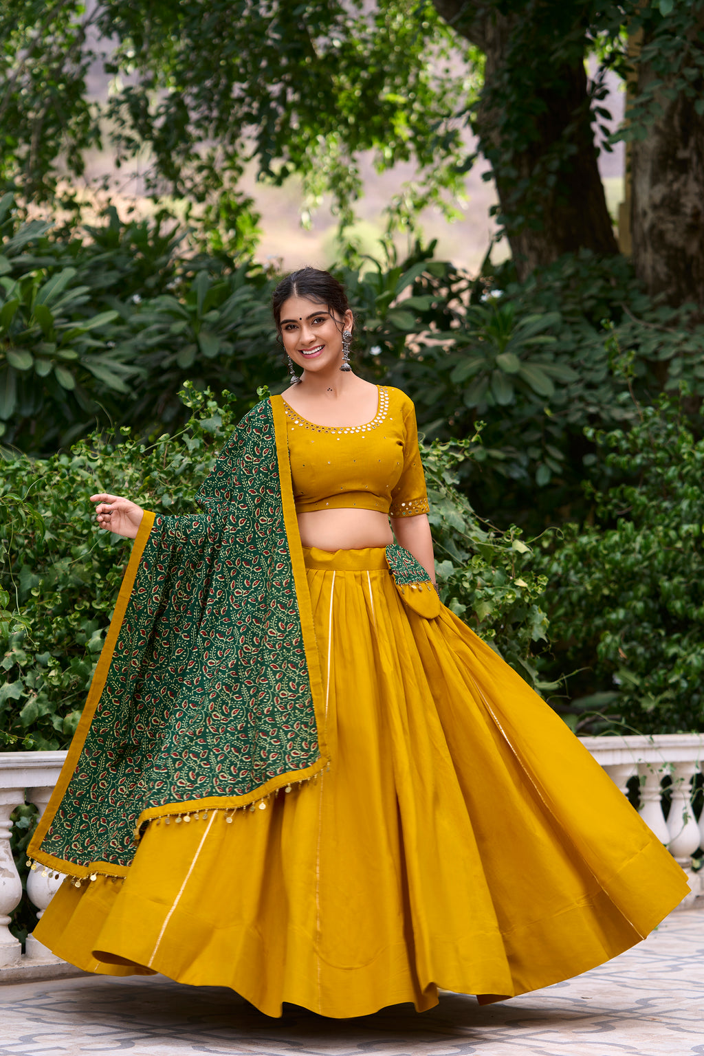 Stylish Black Lehenga with Handblock Printed Dupatta