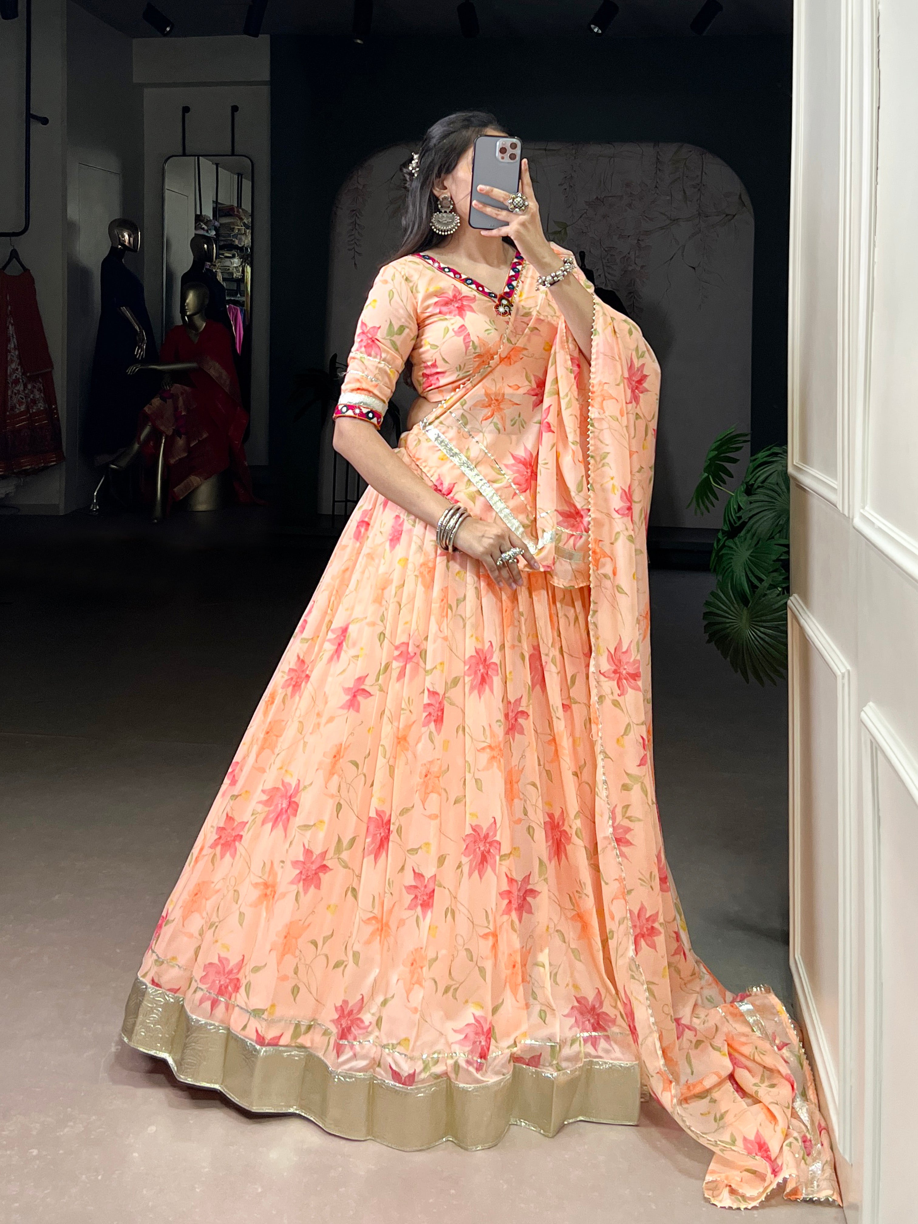 Baby Pink Floral Edition  Choli With Embossed Design Lace Touch Up