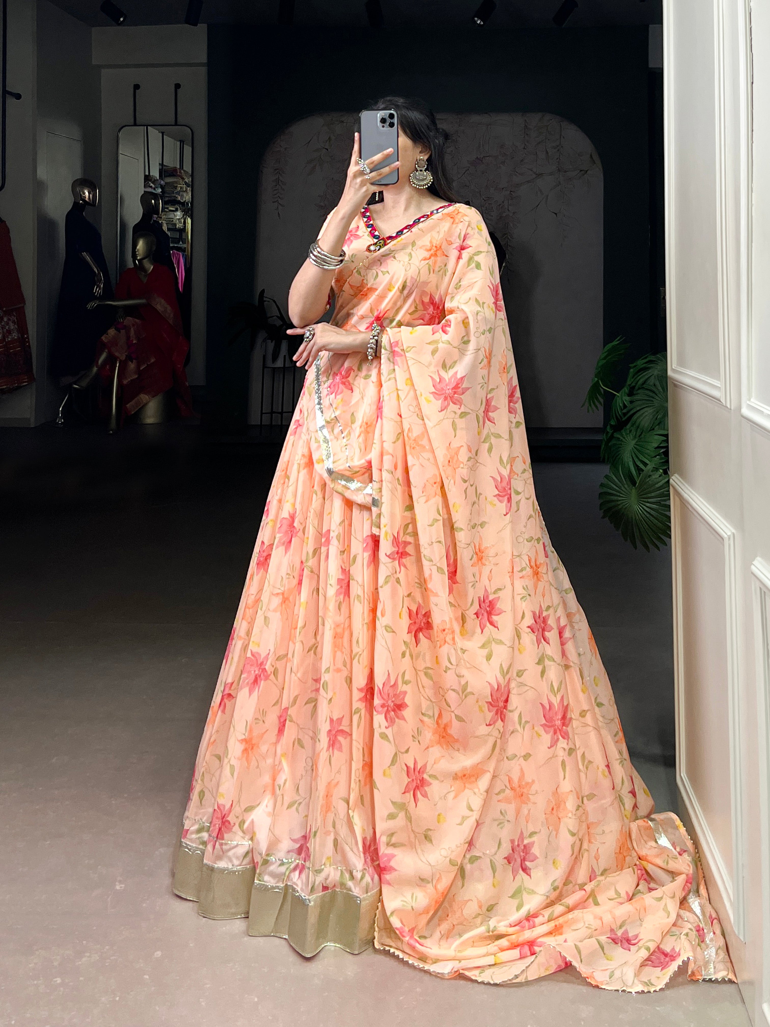 Baby Pink Floral Edition  Choli With Embossed Design Lace Touch Up