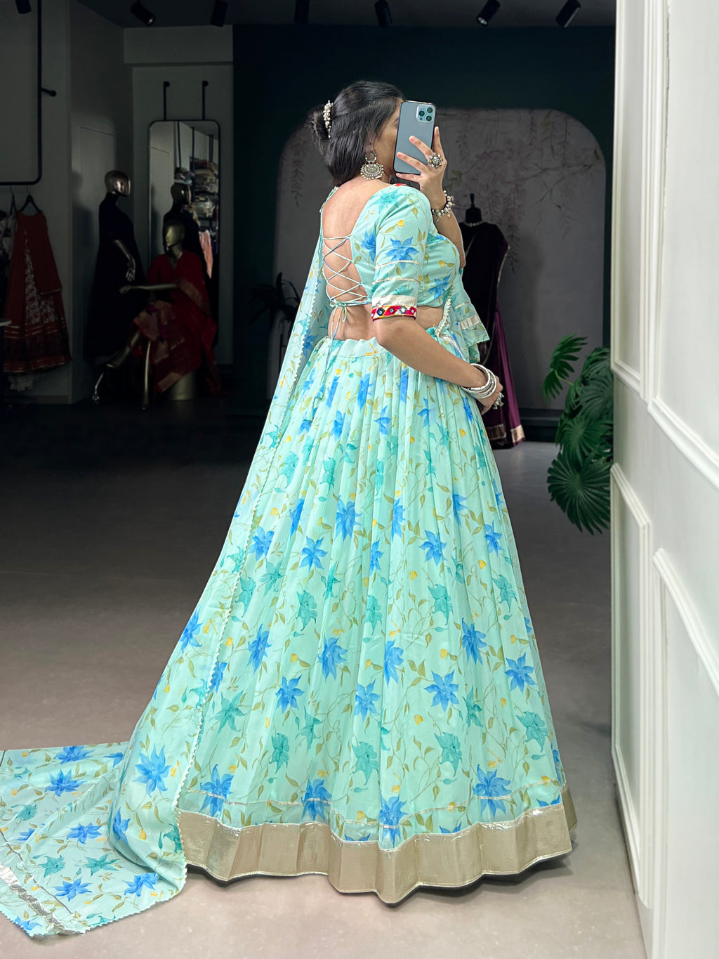 Baby Pink Floral Edition  Choli With Embossed Design Lace Touch Up