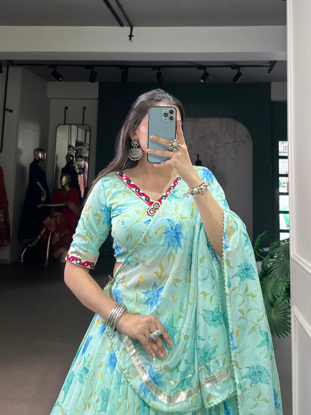 Baby Pink Floral Edition  Choli With Embossed Design Lace Touch Up