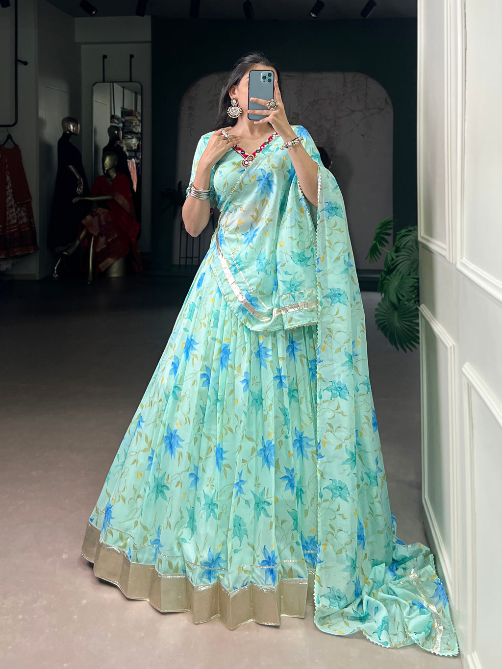 Baby Pink Floral Edition  Choli With Embossed Design Lace Touch Up