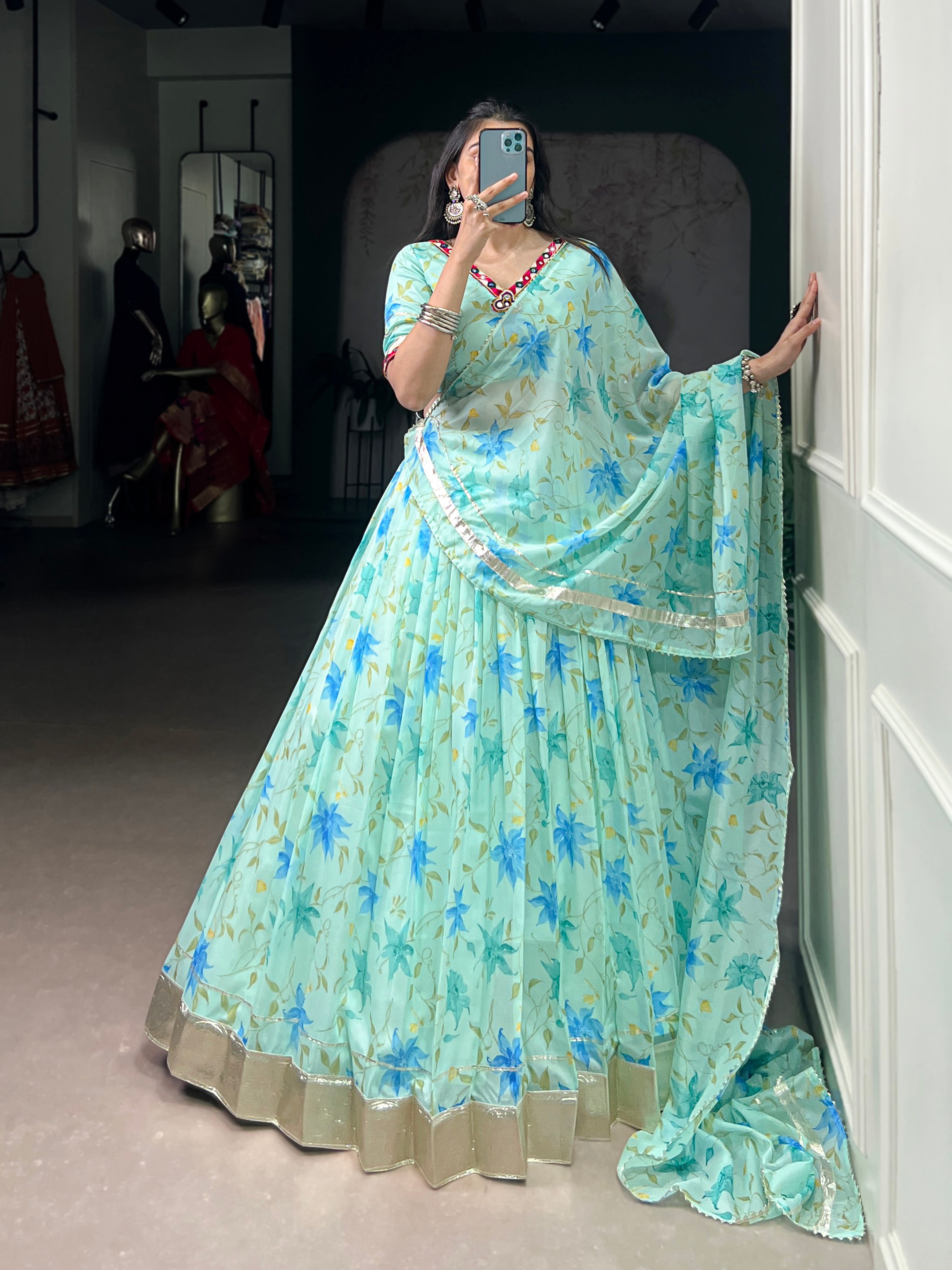 Baby Pink Floral Edition  Choli With Embossed Design Lace Touch Up