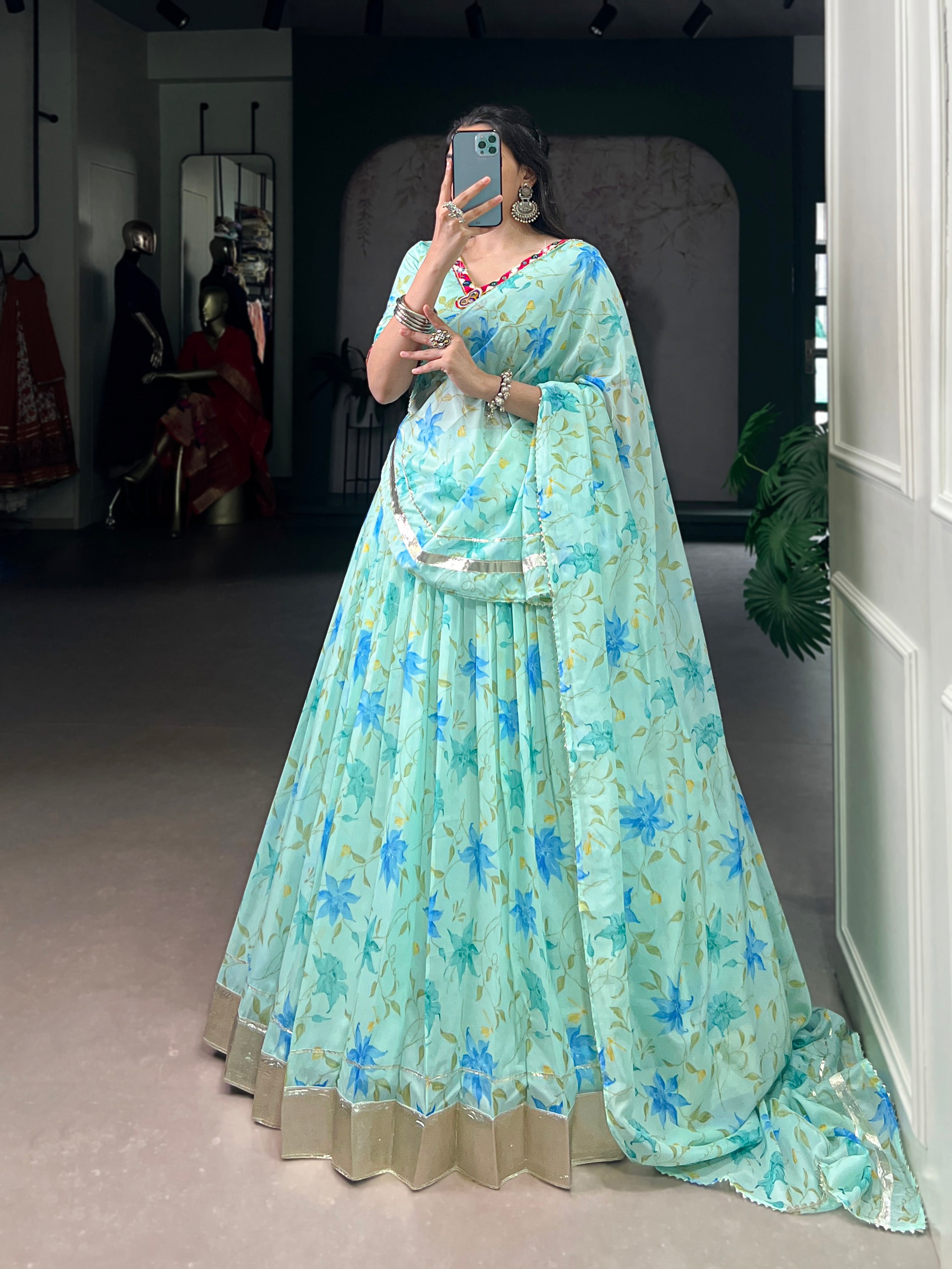 Baby Pink Floral Edition  Choli With Embossed Design Lace Touch Up