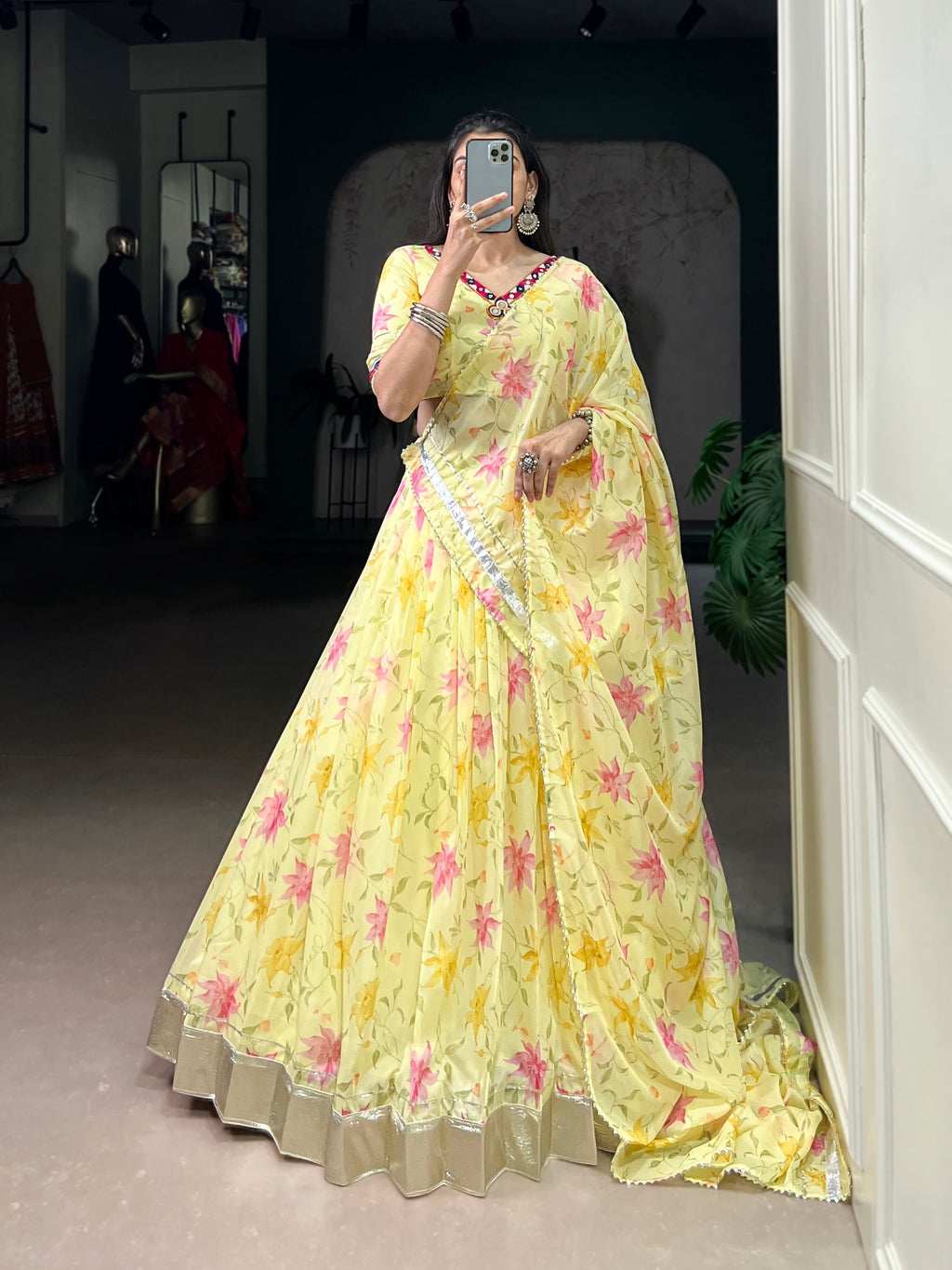 Baby Pink Floral Edition  Choli With Embossed Design Lace Touch Up
