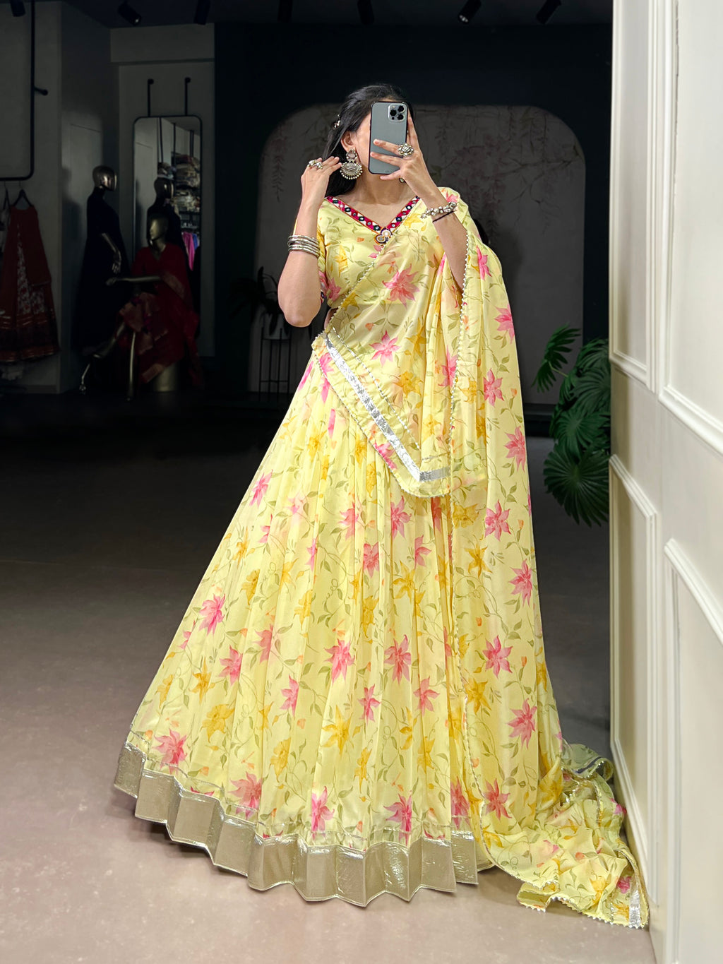 Baby Pink Floral Edition  Choli With Embossed Design Lace Touch Up