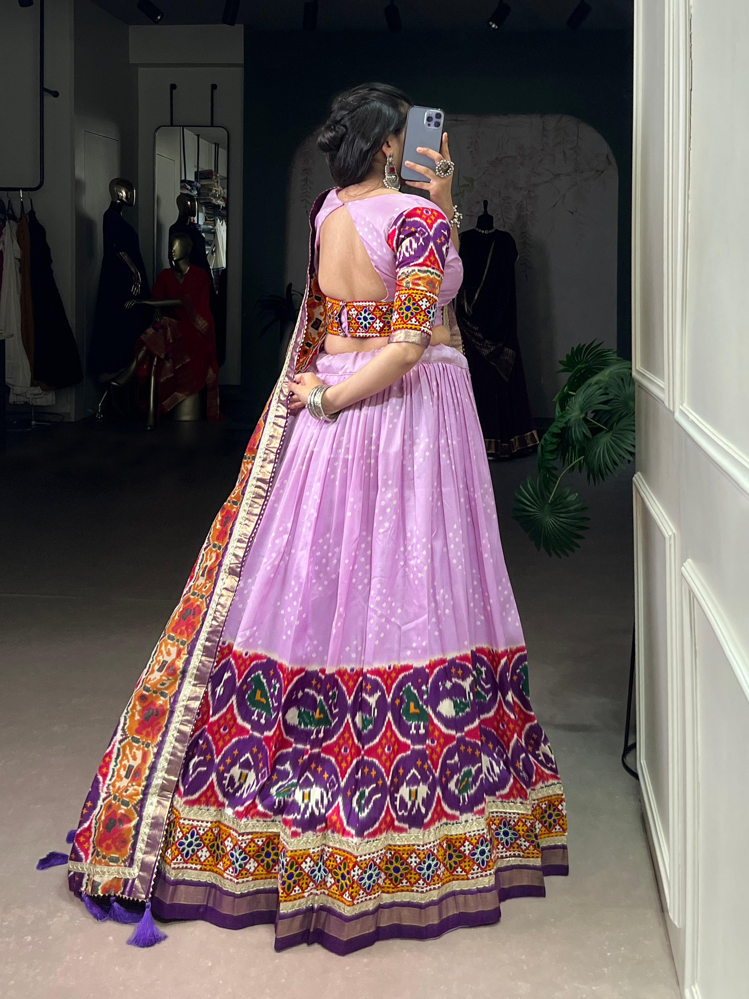 Lavender Mirror Work Designer Choli with Elegant Dupatta
