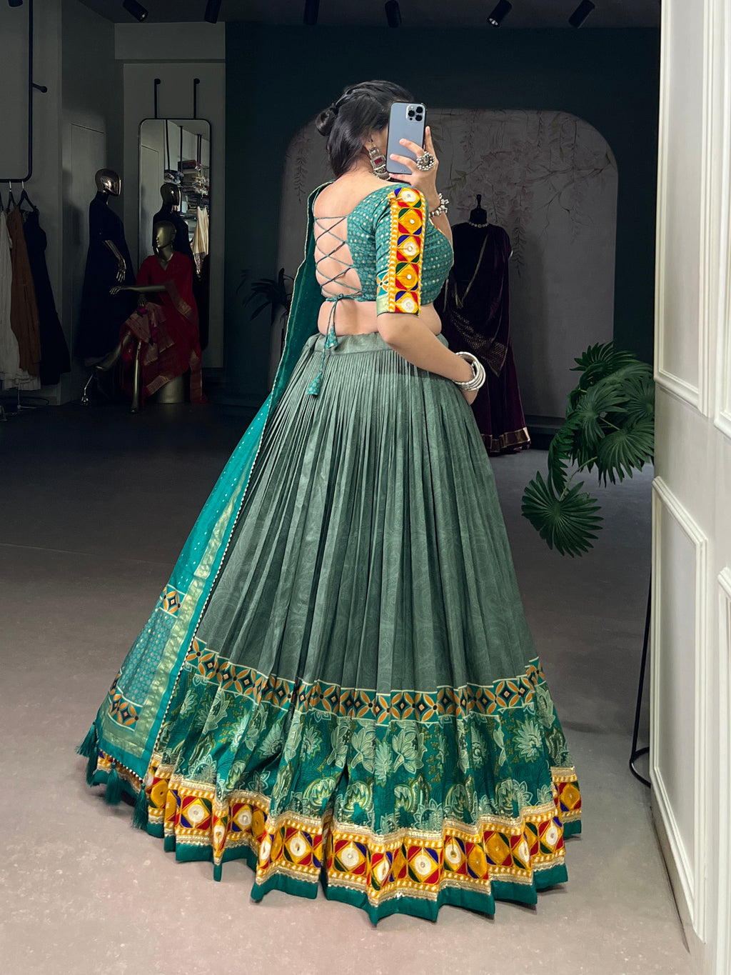 Lavender Mirror Work Designer Choli with Elegant Dupatta