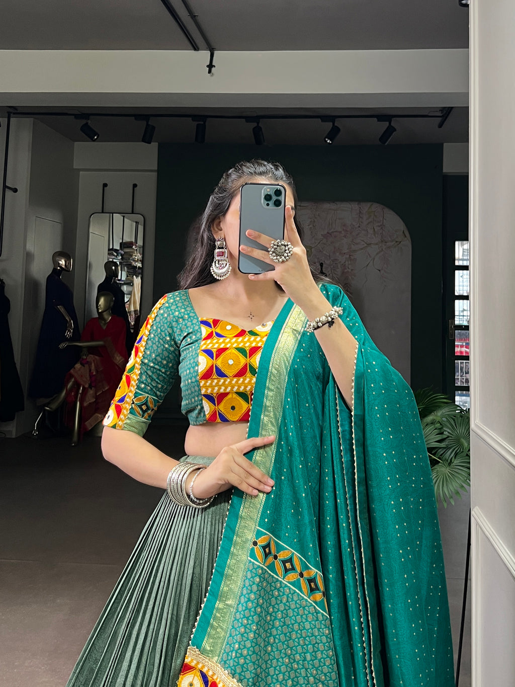Lavender Mirror Work Designer Choli with Elegant Dupatta